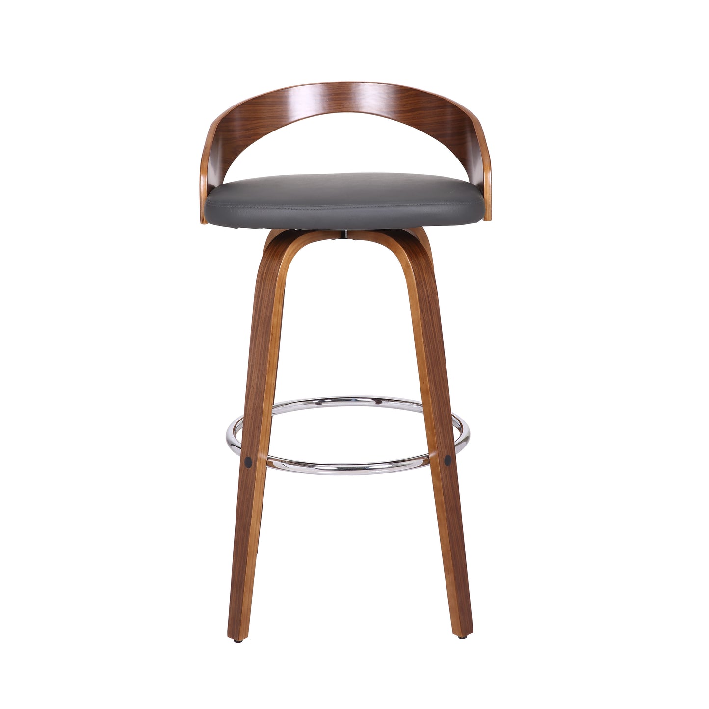 Sonia Swivel Faux Leather and Wood Bar Stool in Counter and Bar Height