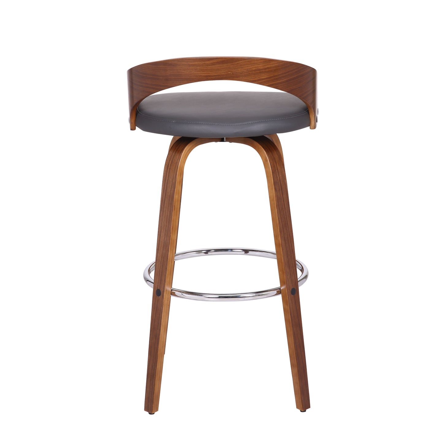 Sonia Swivel Faux Leather and Wood Bar Stool in Counter and Bar Height