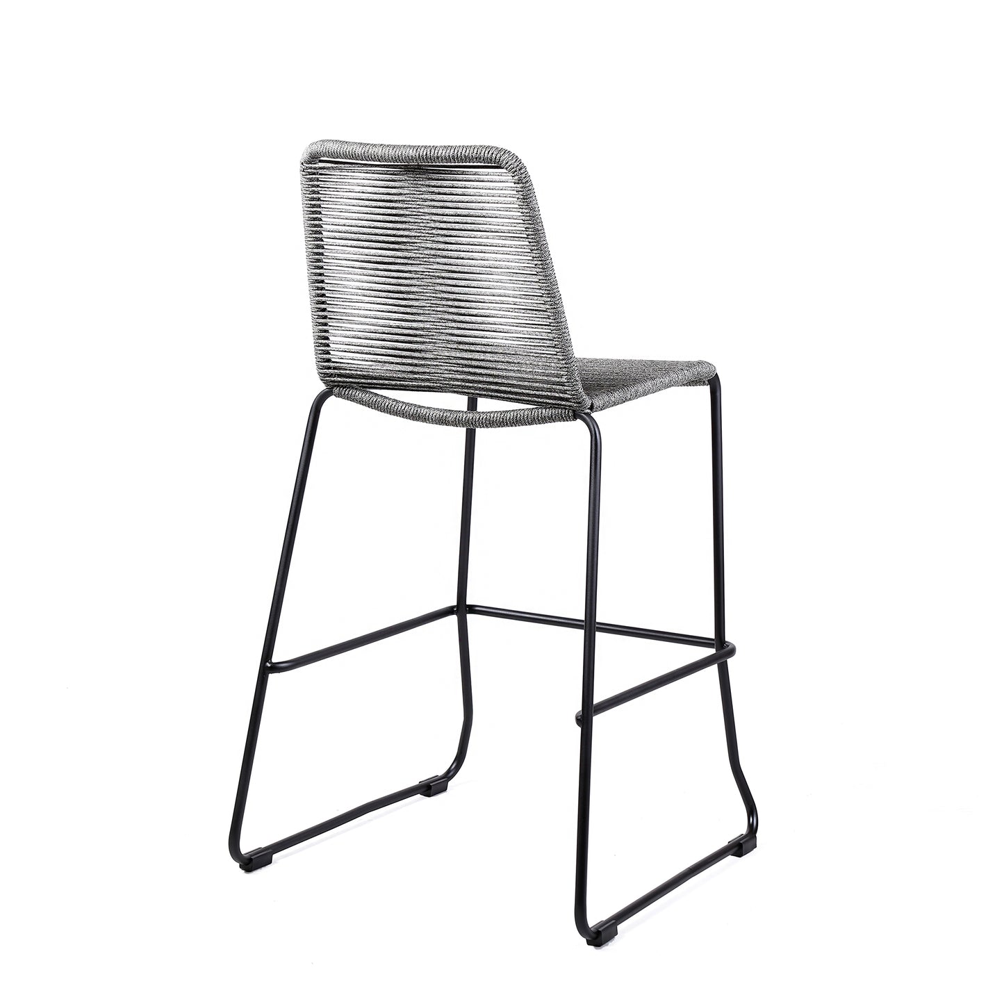Shasta 26" Outdoor Metal and Gray Rope Stackable Counter Stool - Set of 2