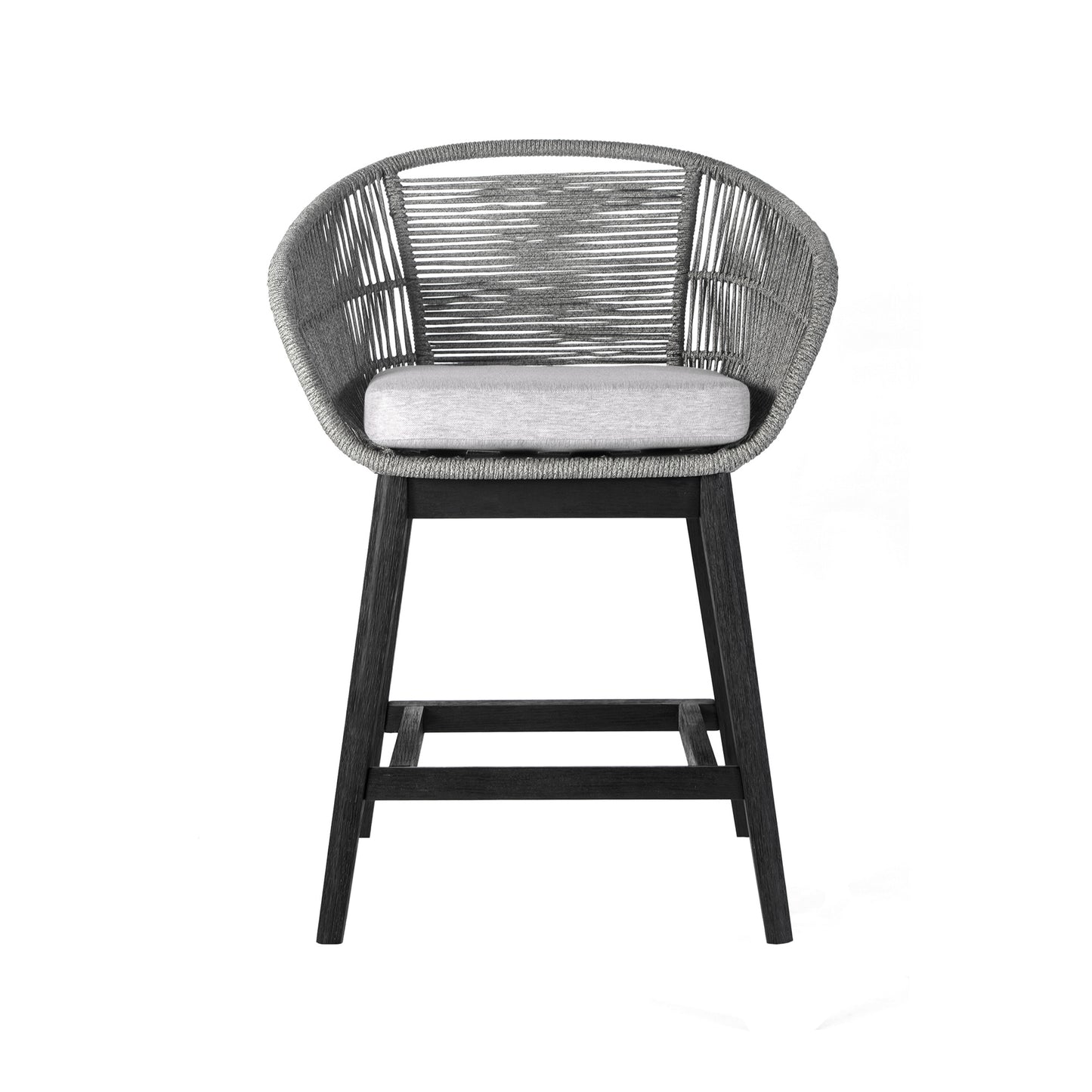 Tutti Frutti Indoor Outdoor Bar and Counter Height Bar Stool in Eucalyptus Wood with Gray Rope