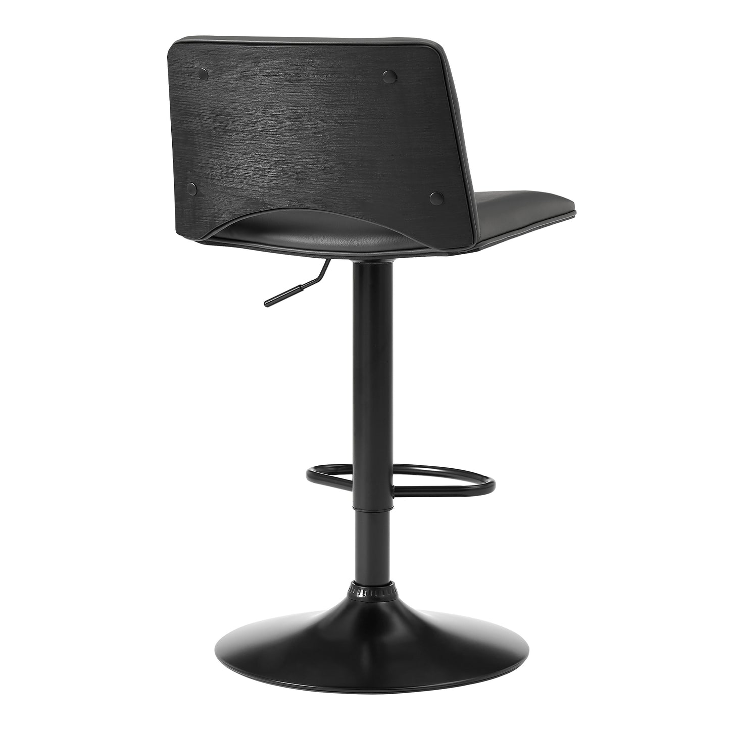 Thierry Adjustable Swivel Faux Leather Bar Stool with Walnut Back and Chrome or Black Metal