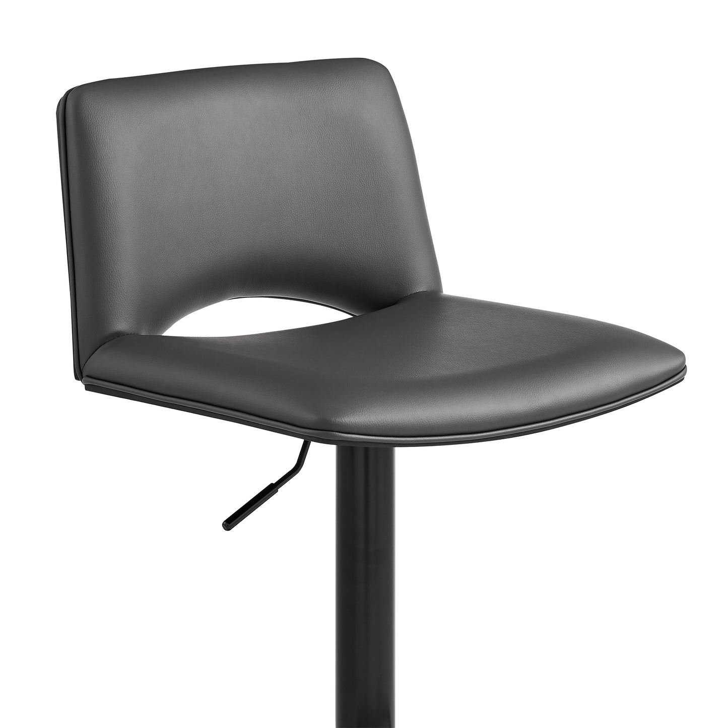 Thierry Adjustable Swivel Faux Leather Bar Stool with Walnut Back and Chrome or Black Metal
