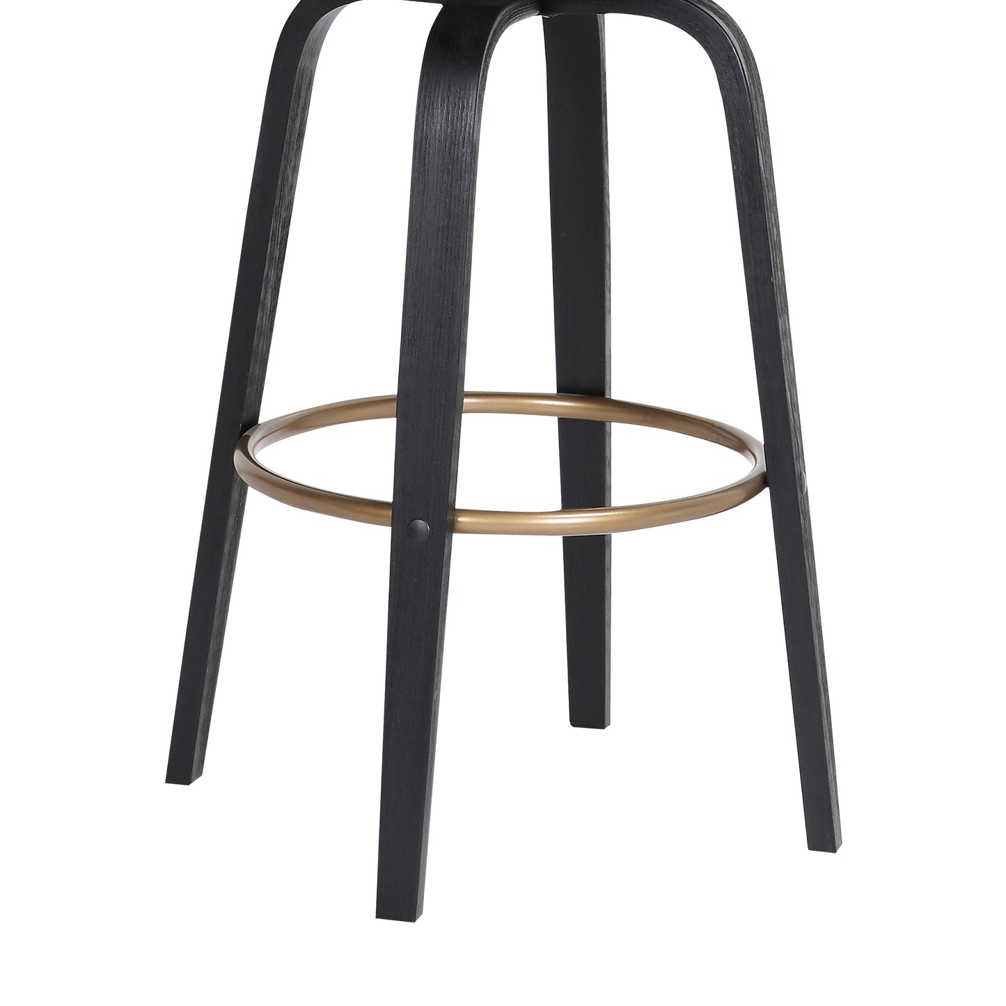 Topanga 30.5" Swivel Wood Bar Stool with Faux Leather and Golden Bronze Metal