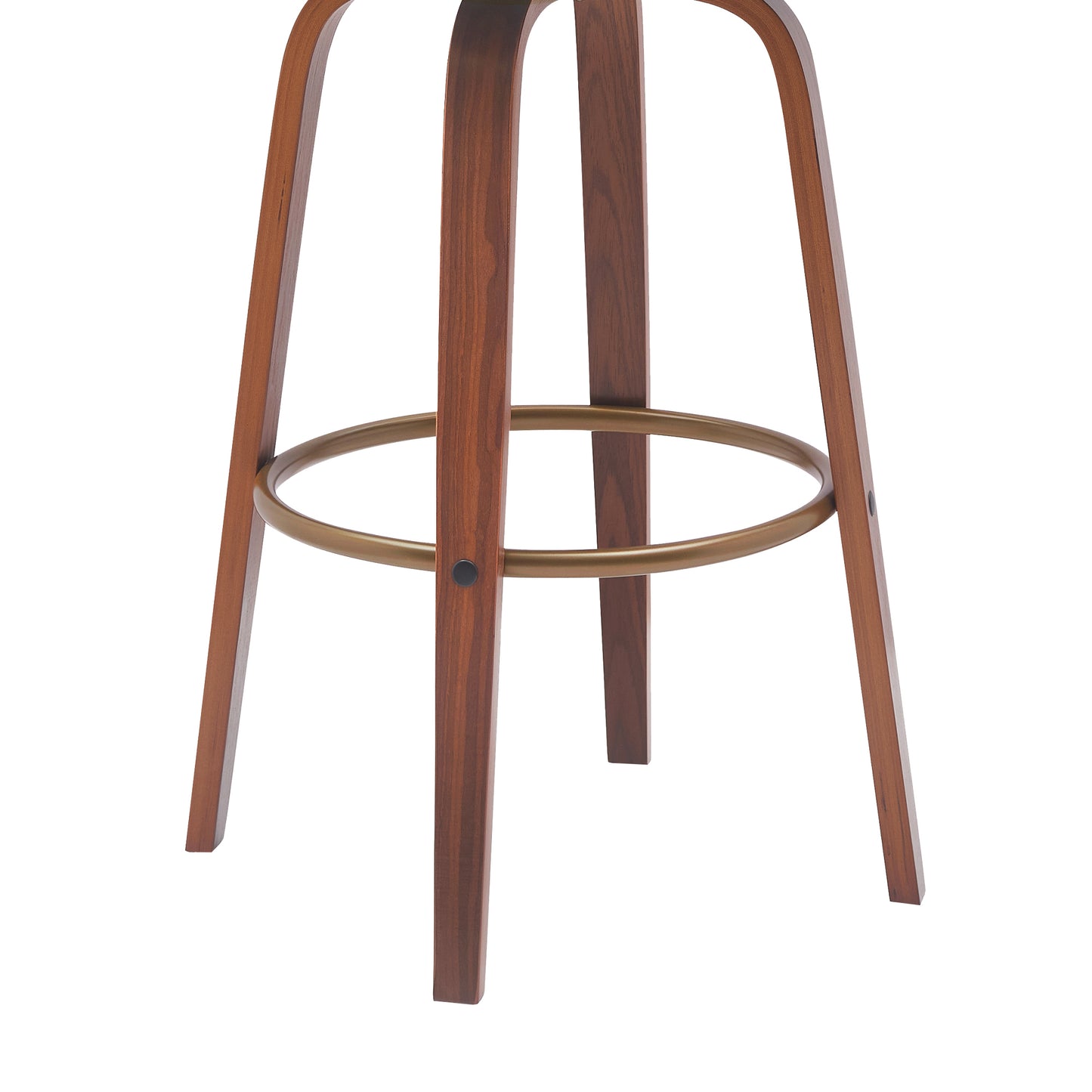 Topanga 30.5" Swivel Wood Bar Stool with Faux Leather and Golden Bronze Metal