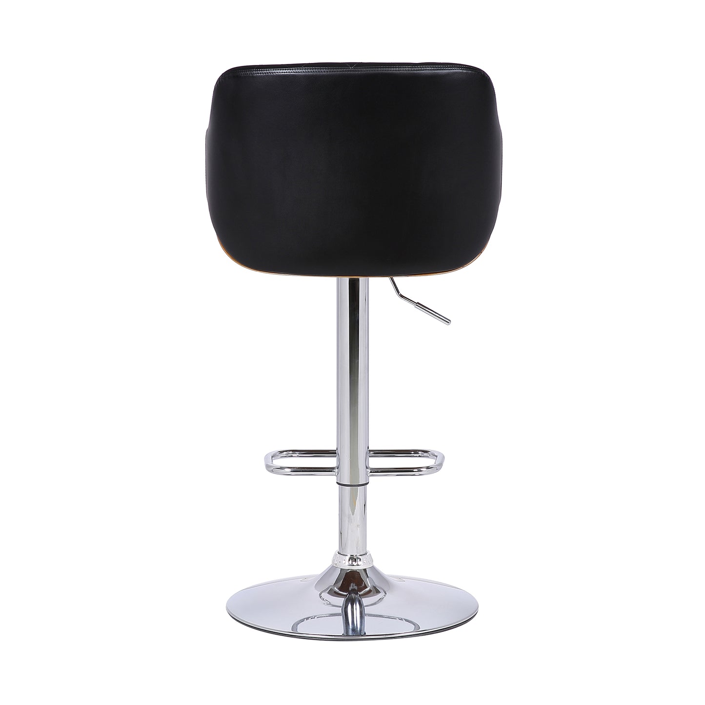 Toby Faux Leather Adjustable Height Swivel Bar Stool with Wood and Chrome