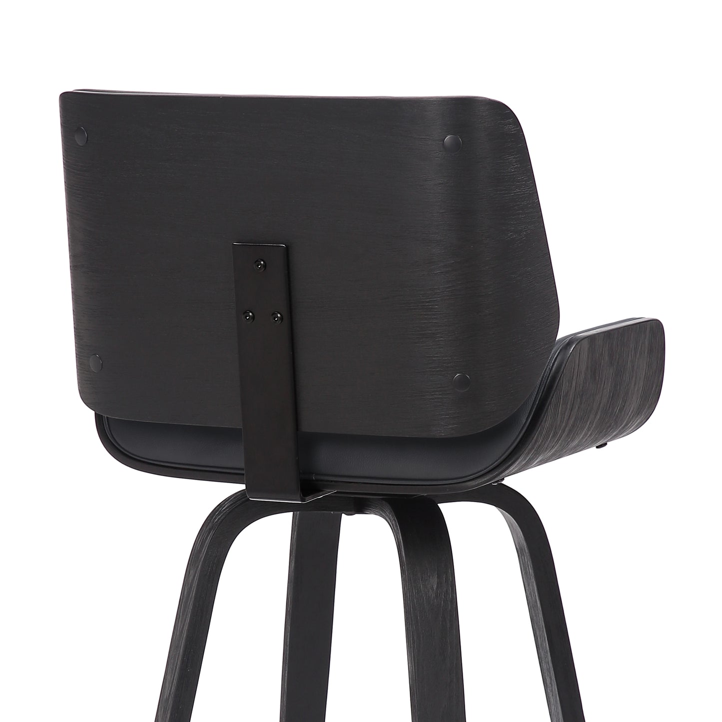 Tyler 30" Bar Height Swivel Gray Faux Leather and Black Wood Bar Stool