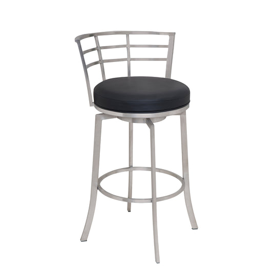 Viper Swivel Faux Leather and Brushed Stainless Steel Bar Stool