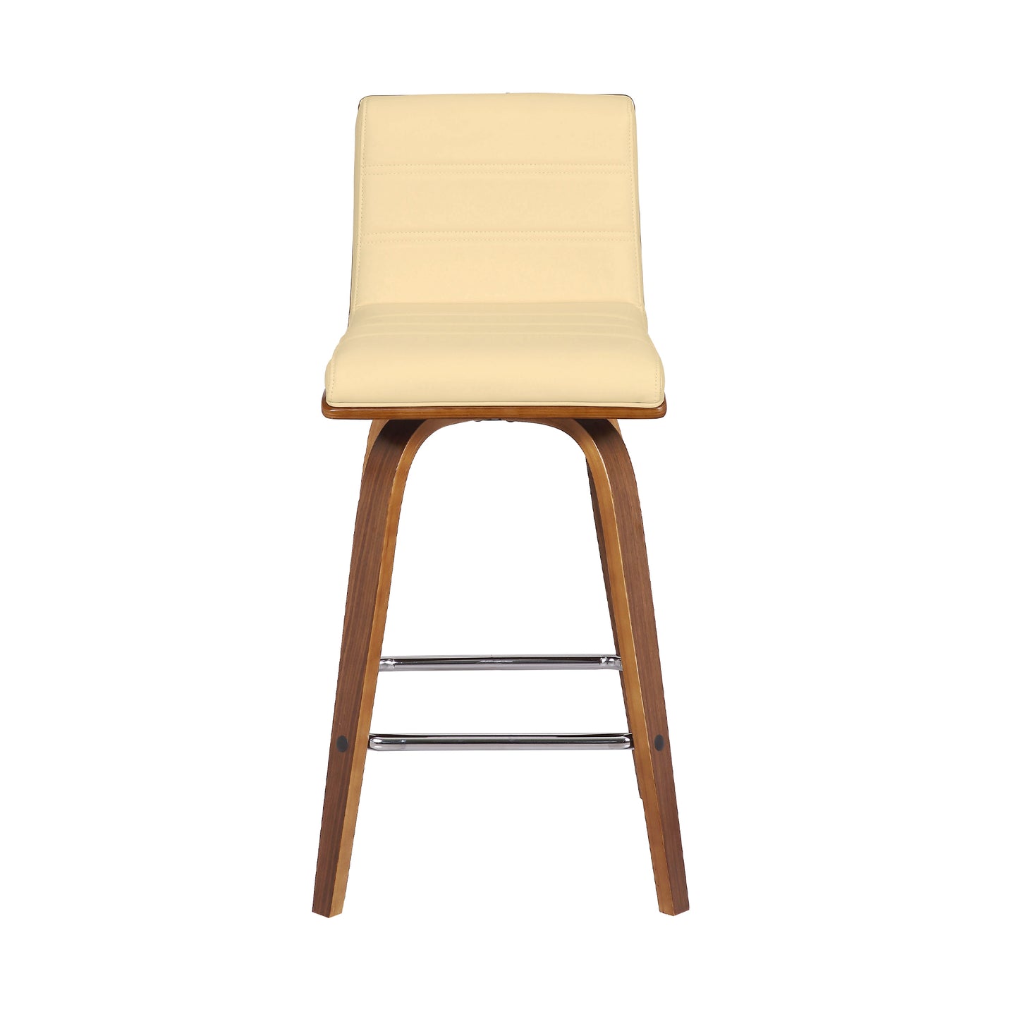 Vienna 26" Swivel Counter Stool in Walnut Wood Finish with Cream Faux Leather