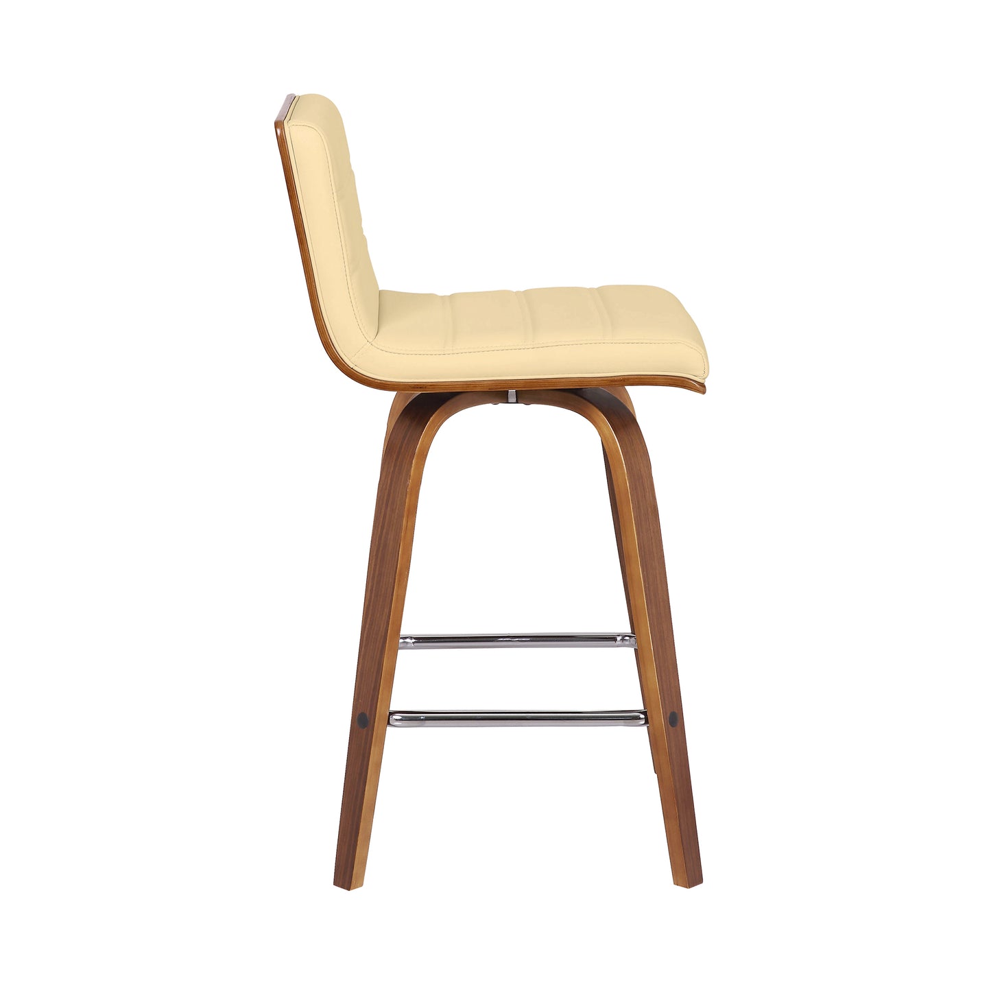 Vienna 26" Swivel Counter Stool in Walnut Wood Finish with Cream Faux Leather