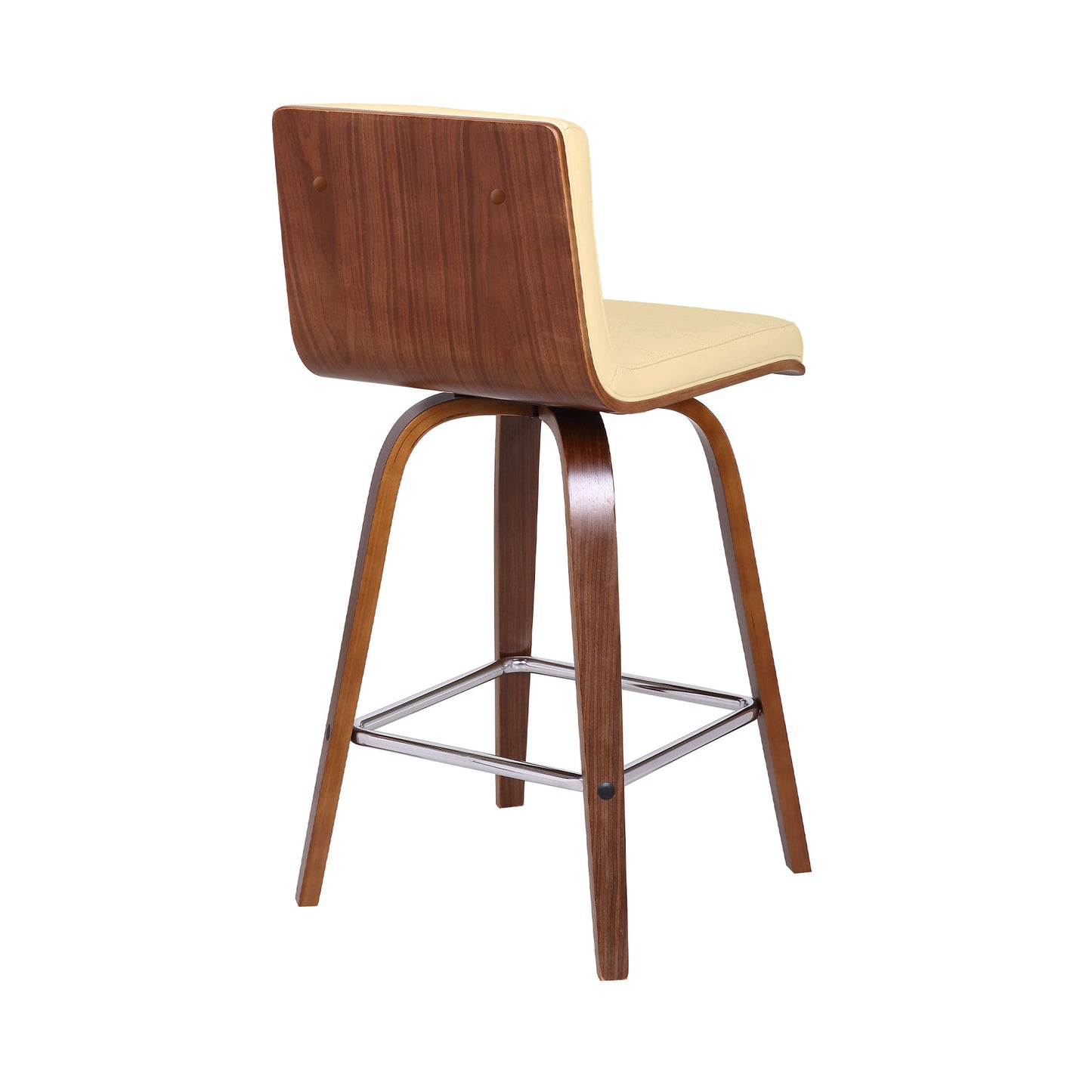 Vienna 26" Swivel Counter Stool in Walnut Wood Finish with Cream Faux Leather