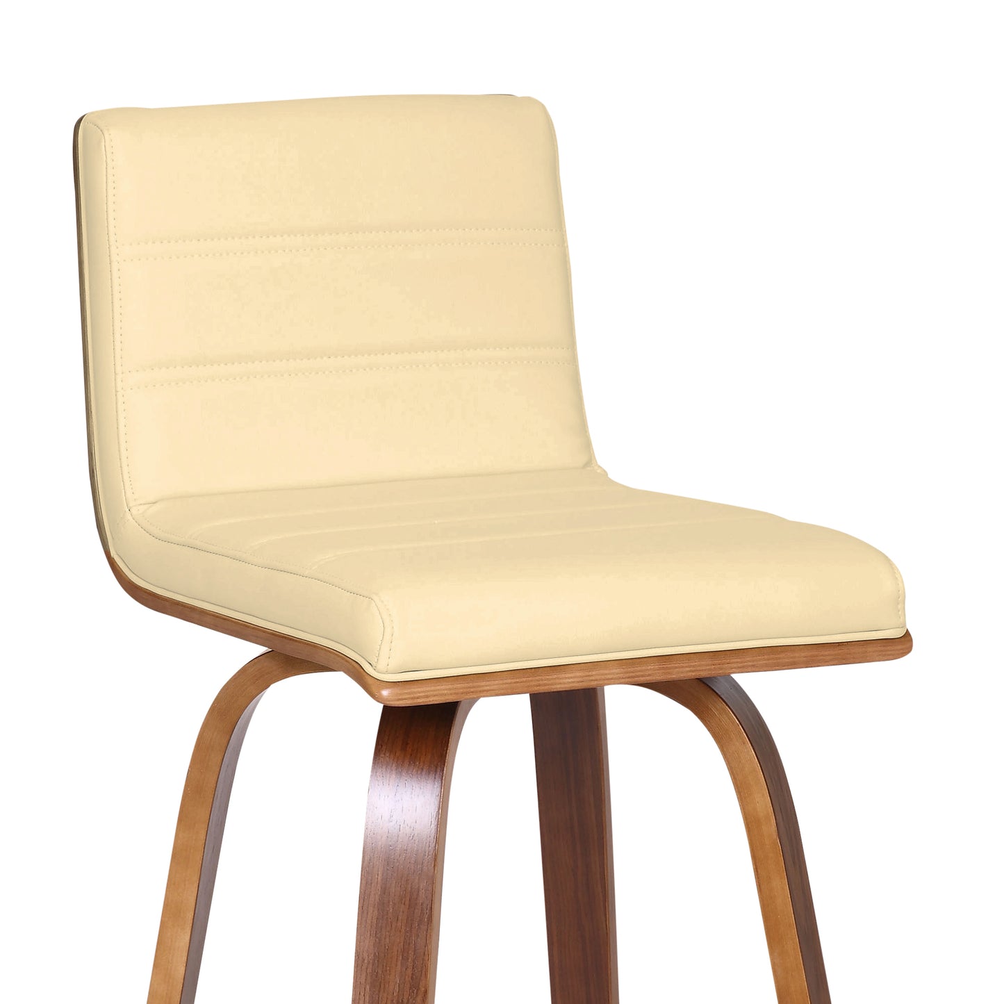 Vienna 26" Swivel Counter Stool in Walnut Wood Finish with Cream Faux Leather