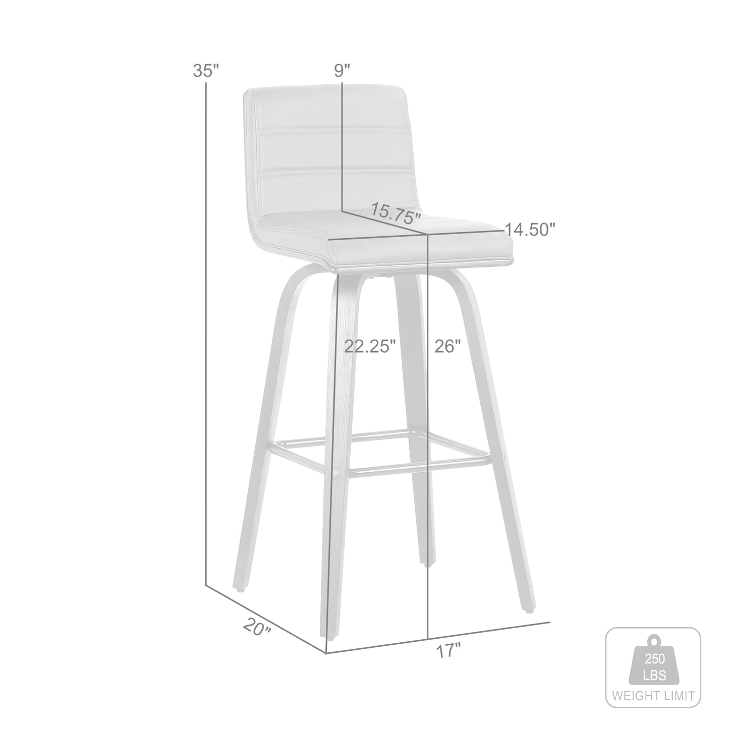 Vienna 26" Swivel Counter Stool in Walnut Wood Finish with Cream Faux Leather