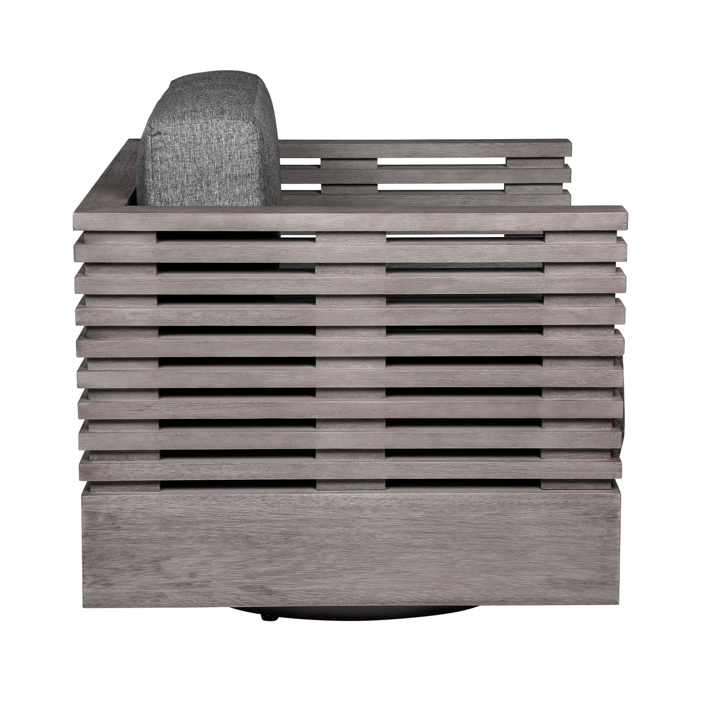 Vivid Swivel Outdoor Patio Chair in Gray Eucalyptus Wood with Gray Olefin Cushions