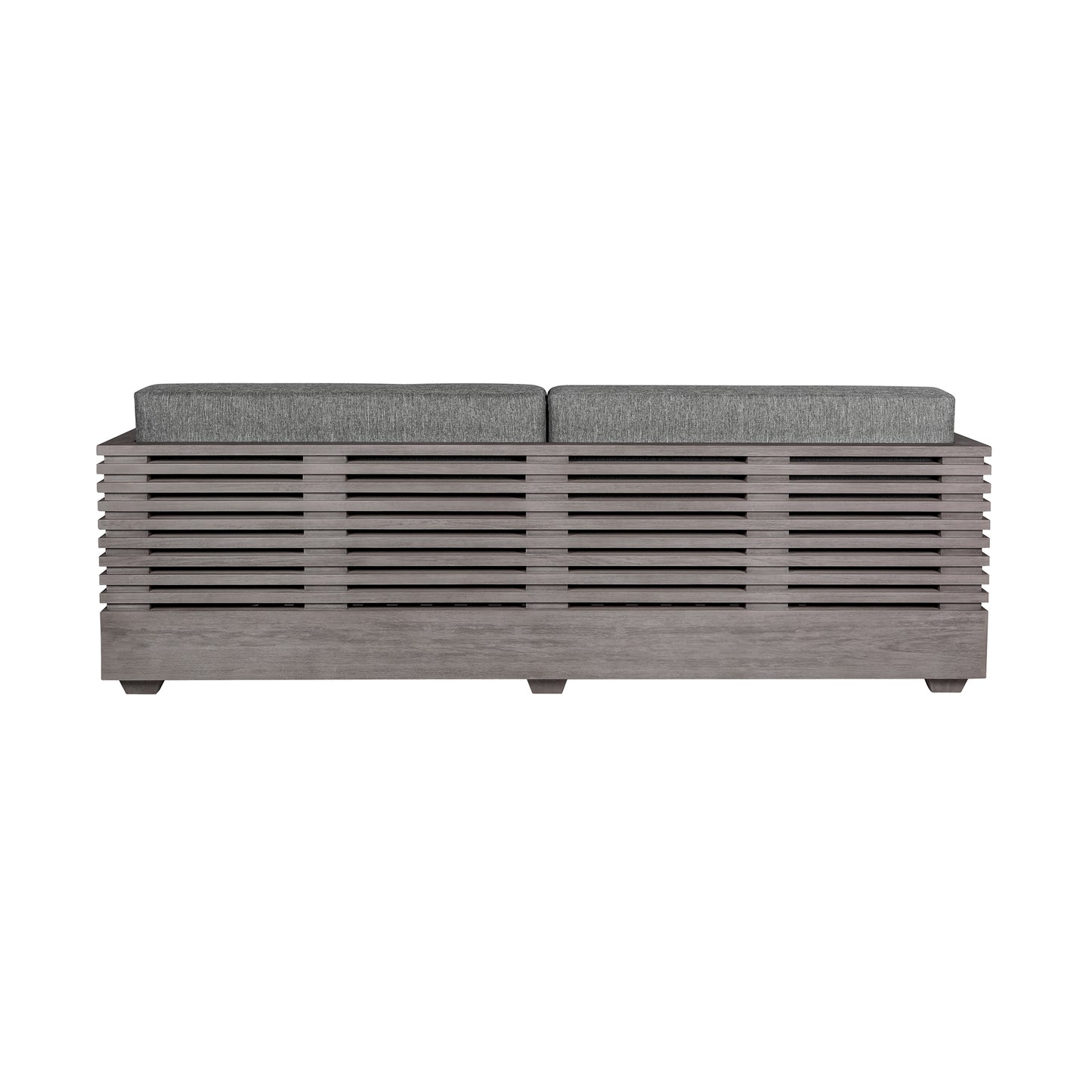 Vivid Outdoor Patio Sofa in Gray Eucalyptus Wood with Gray Olefin Cushions