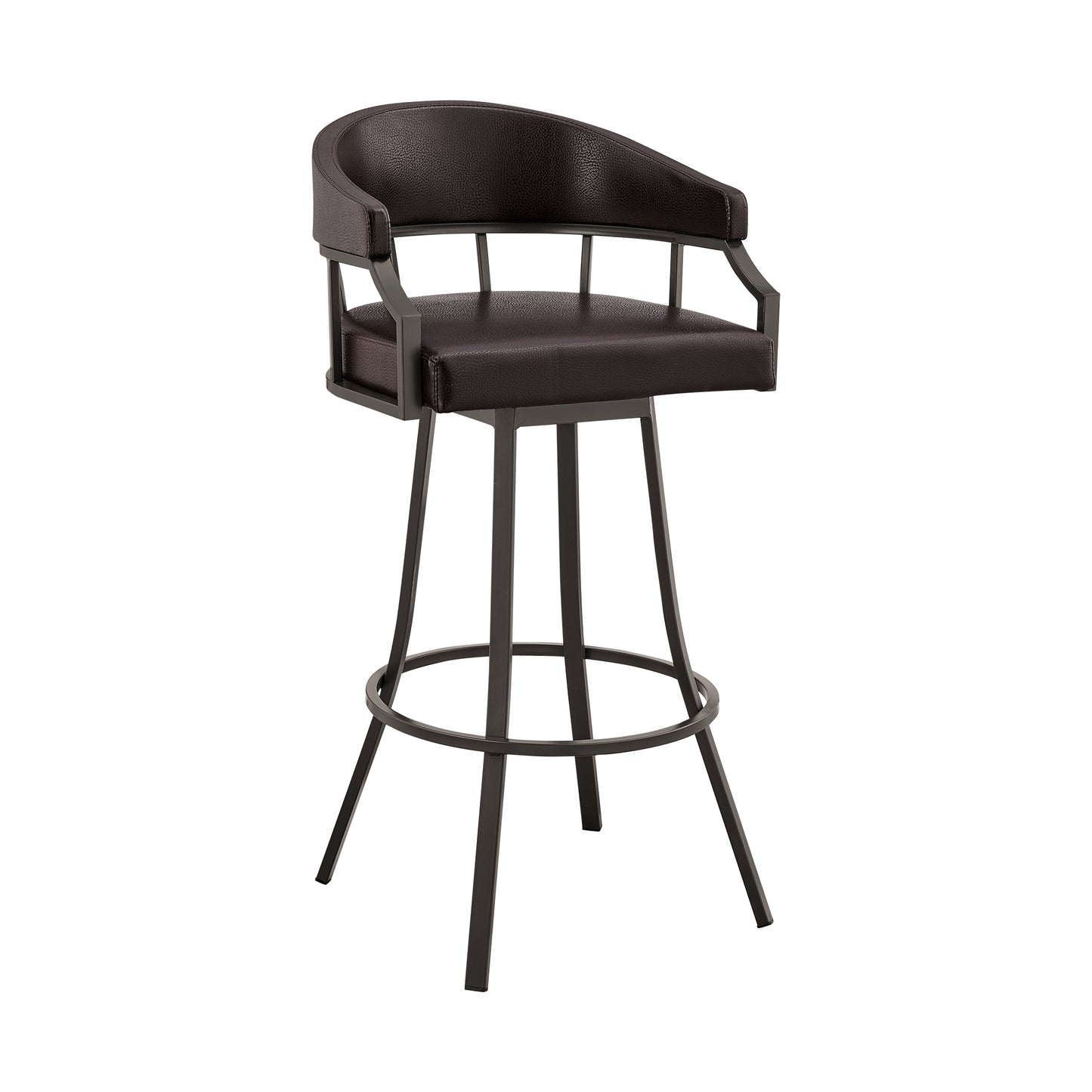 Valerie Swivel Faux Leather and Metal Bar Stool