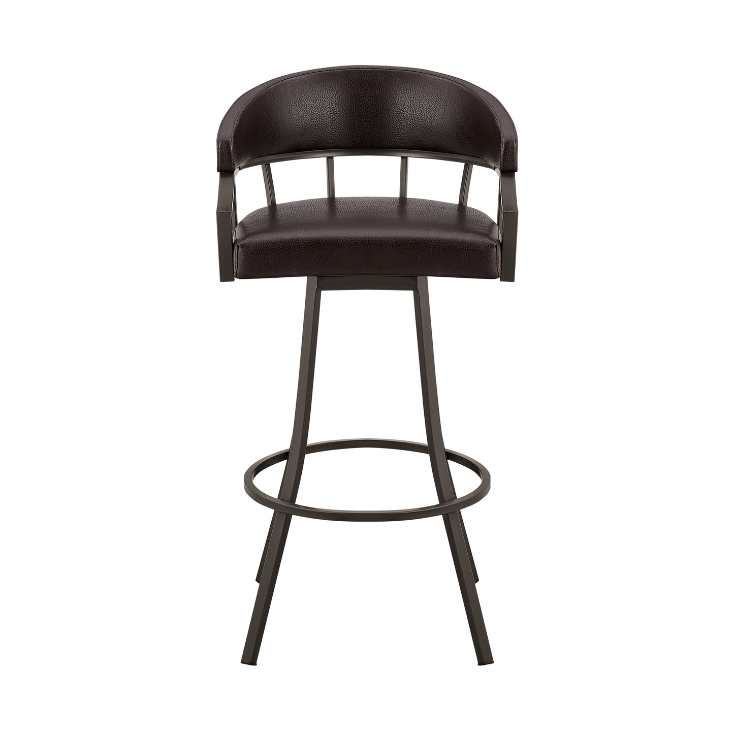 Valerie Swivel Faux Leather and Metal Bar Stool