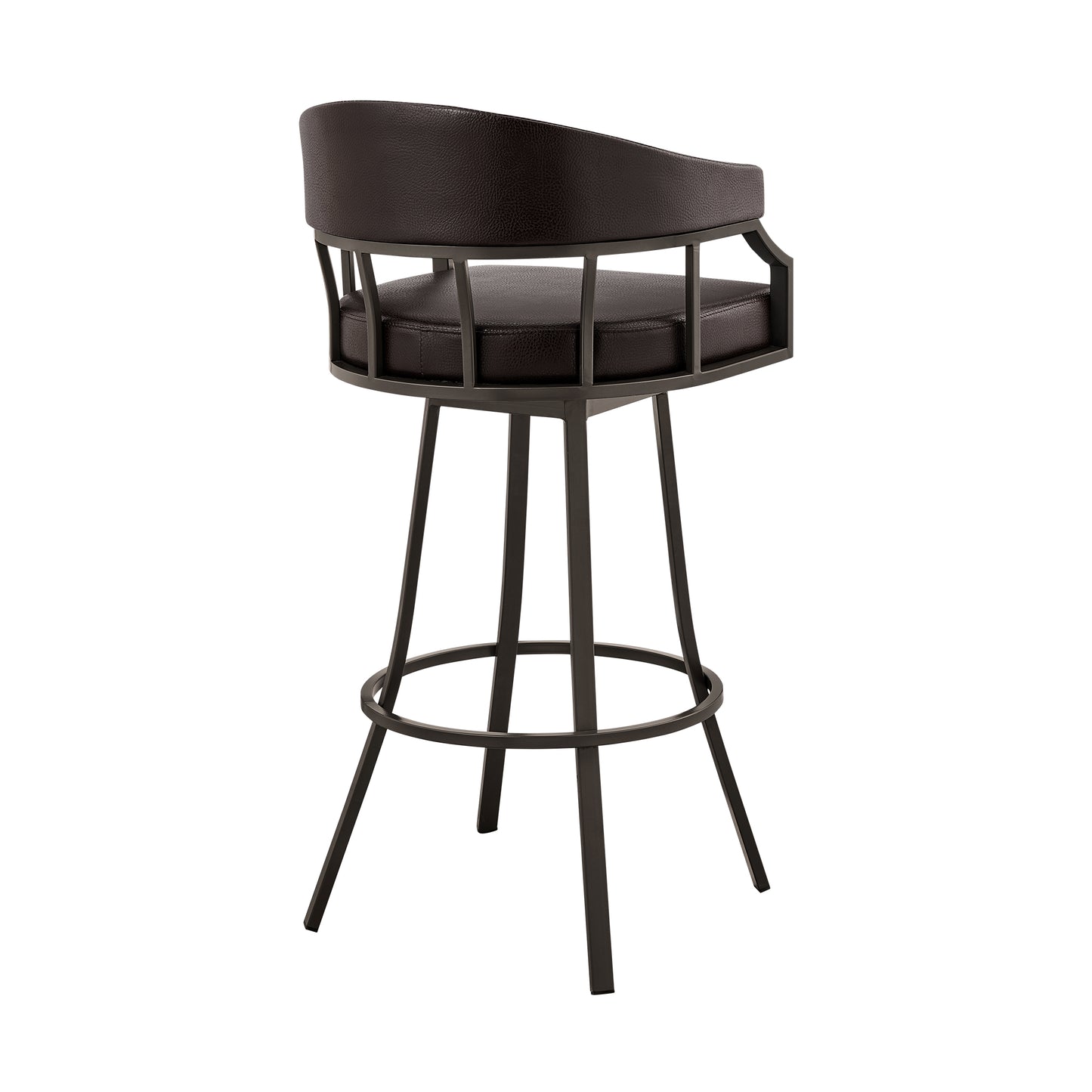 Valerie Swivel Faux Leather and Metal Bar Stool