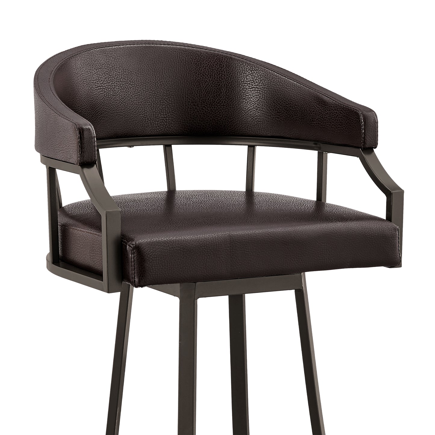Valerie Swivel Faux Leather and Metal Bar Stool