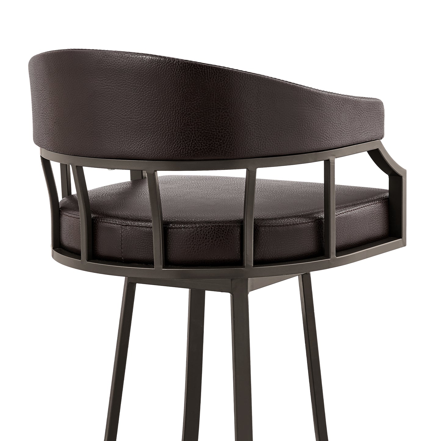 Valerie Swivel Faux Leather and Metal Bar Stool