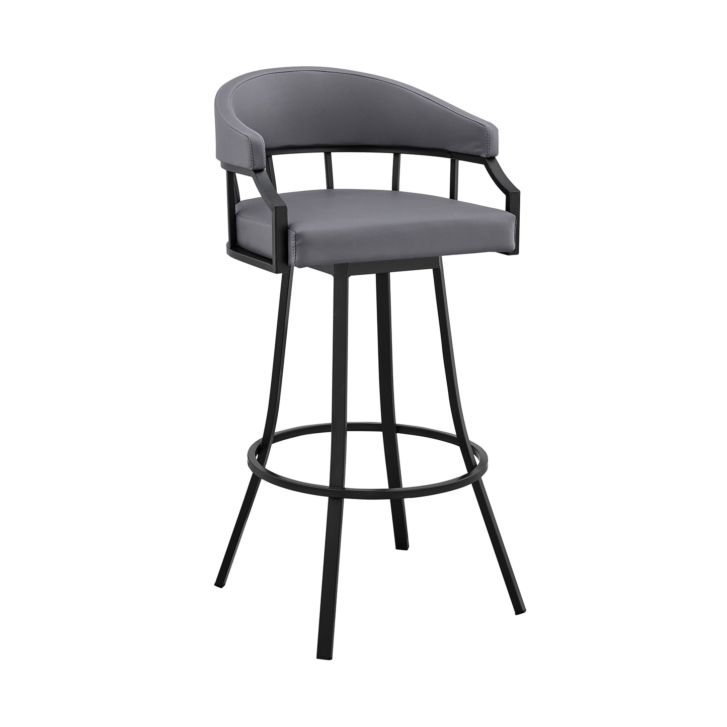 Valerie Swivel Faux Leather and Metal Bar Stool