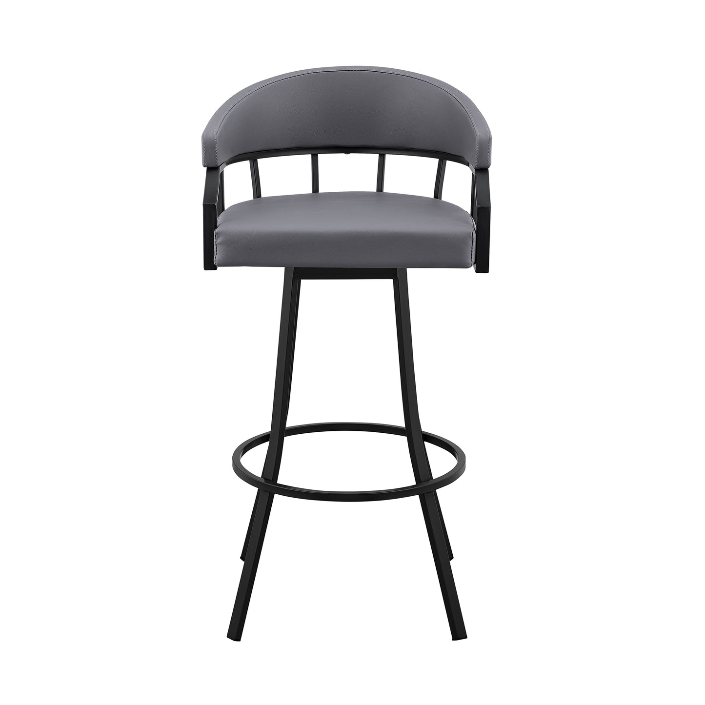 Valerie Swivel Faux Leather and Metal Bar Stool