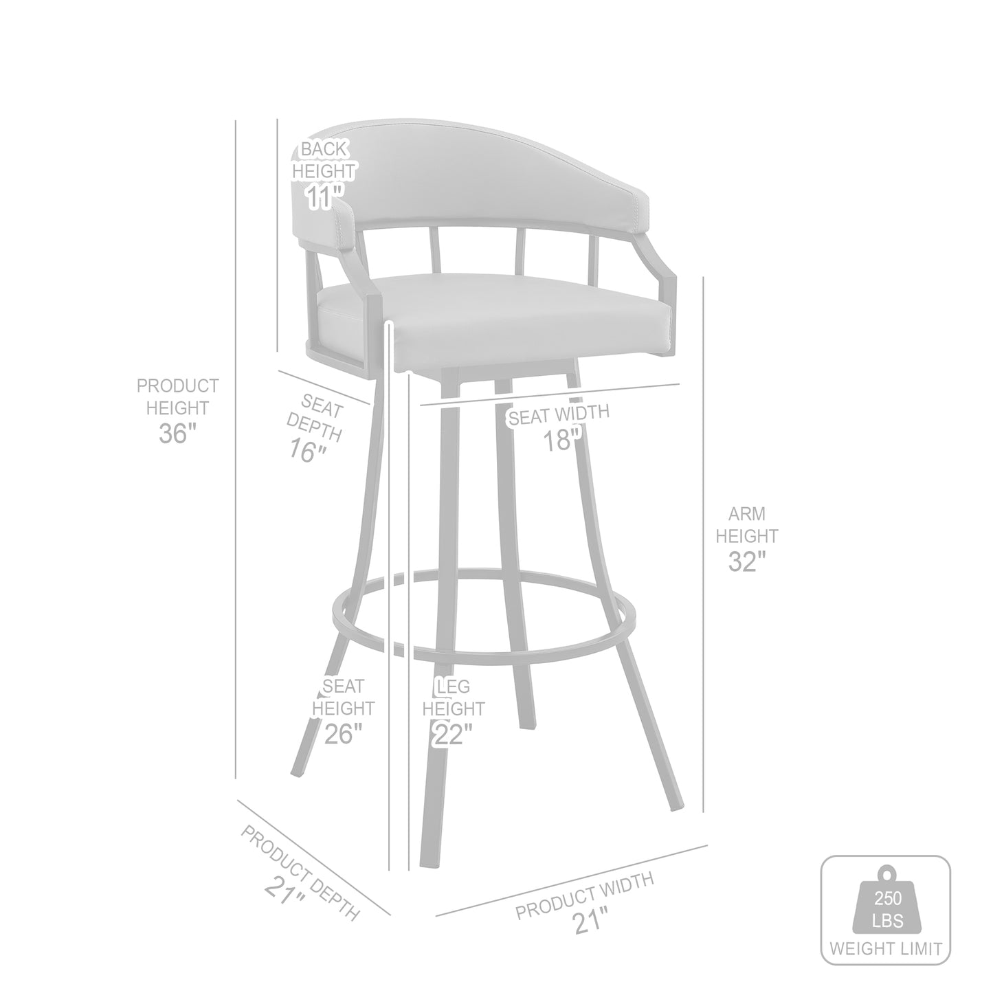 Valerie Swivel Faux Leather and Metal Bar Stool