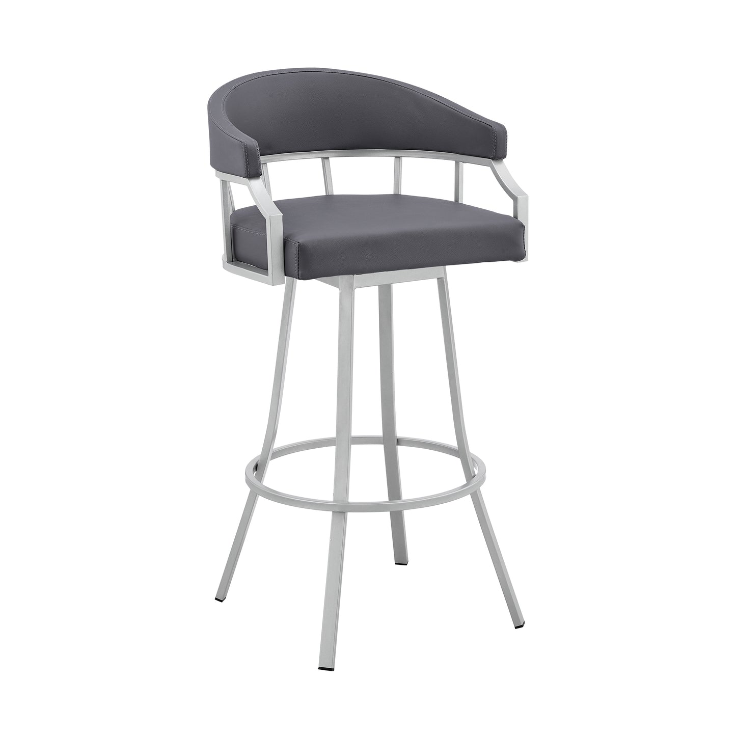 Valerie Swivel Faux Leather and Metal Bar Stool