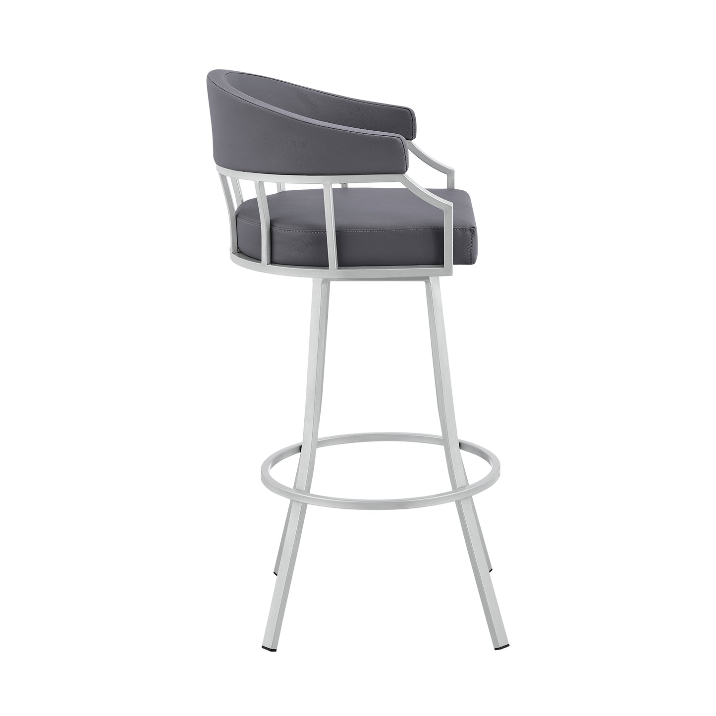 Valerie Swivel Faux Leather and Metal Bar Stool