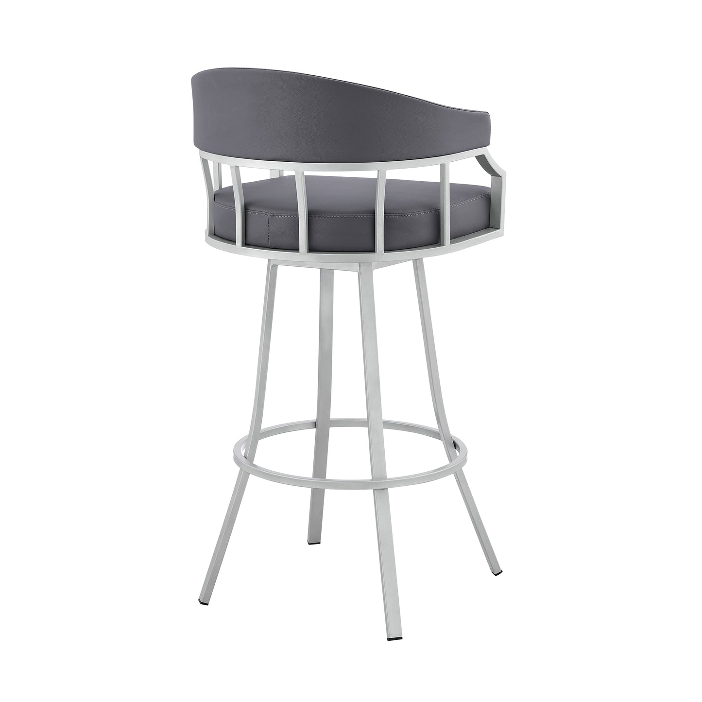 Valerie Swivel Faux Leather and Metal Bar Stool