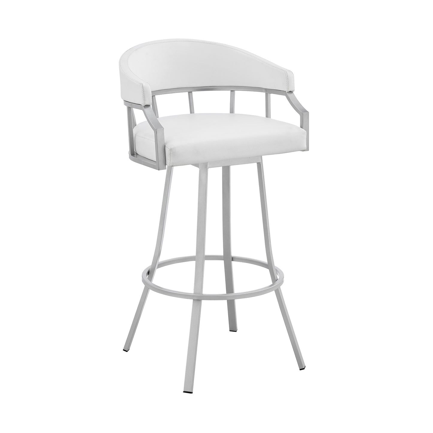 Valerie Swivel Faux Leather and Metal Bar Stool