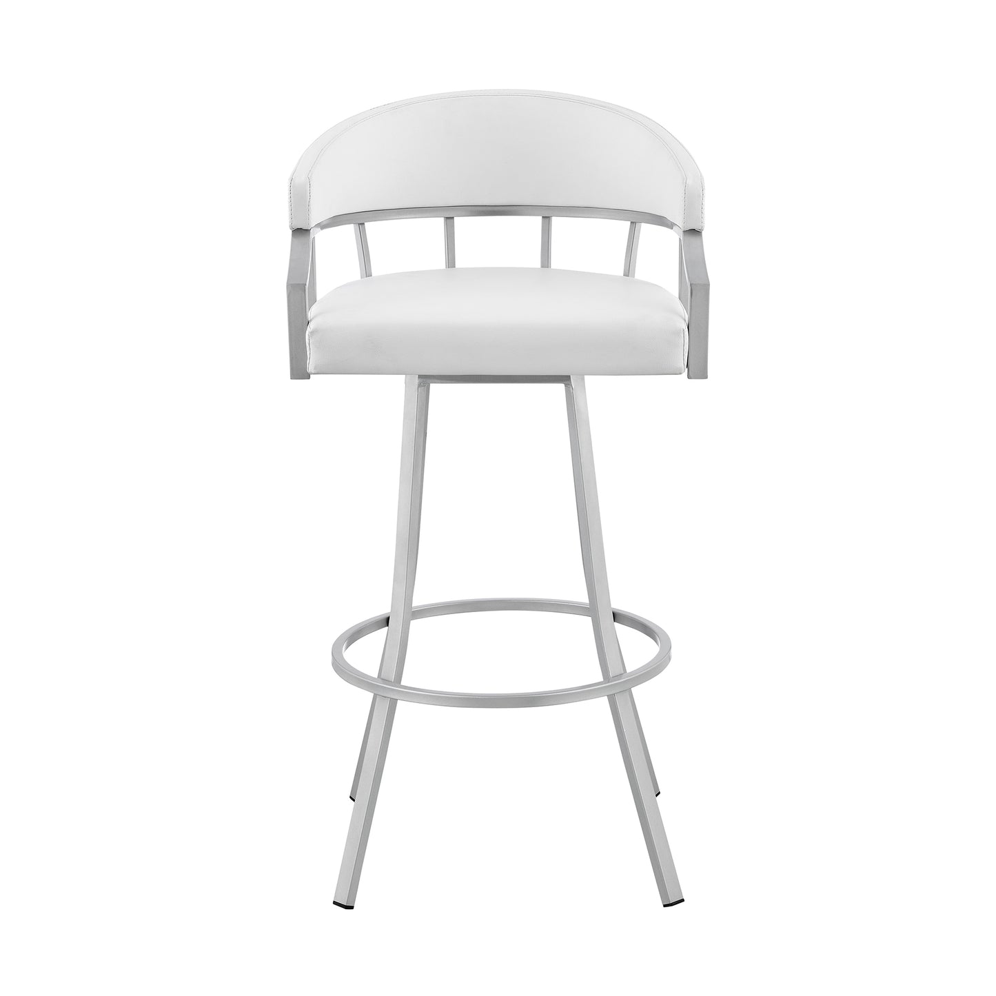 Valerie Swivel Faux Leather and Metal Bar Stool