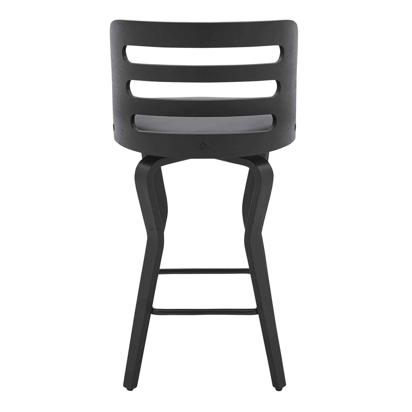 Verne Swivel Gray Faux Leather Bar Stool with Wood Base