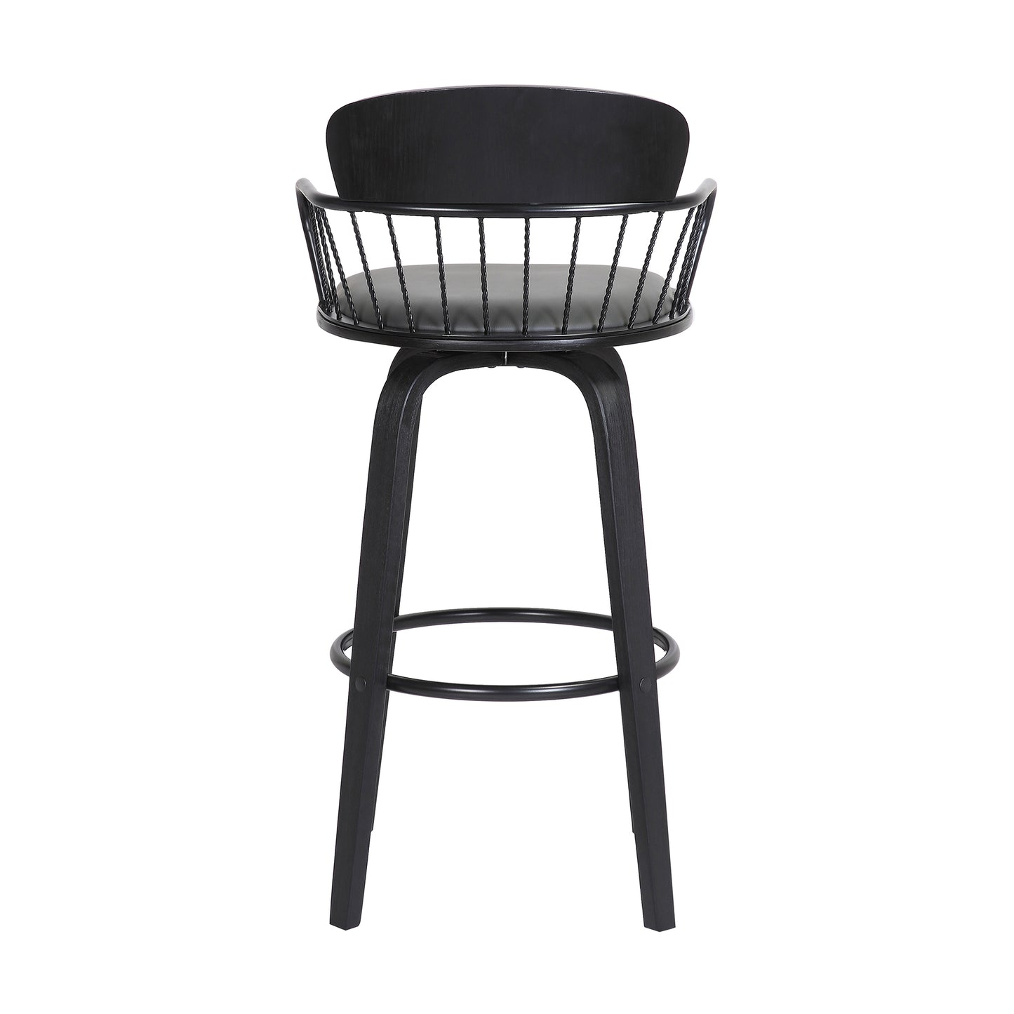 Willow 30" Swivel Wood Bar Stool with Faux Leather and Metal