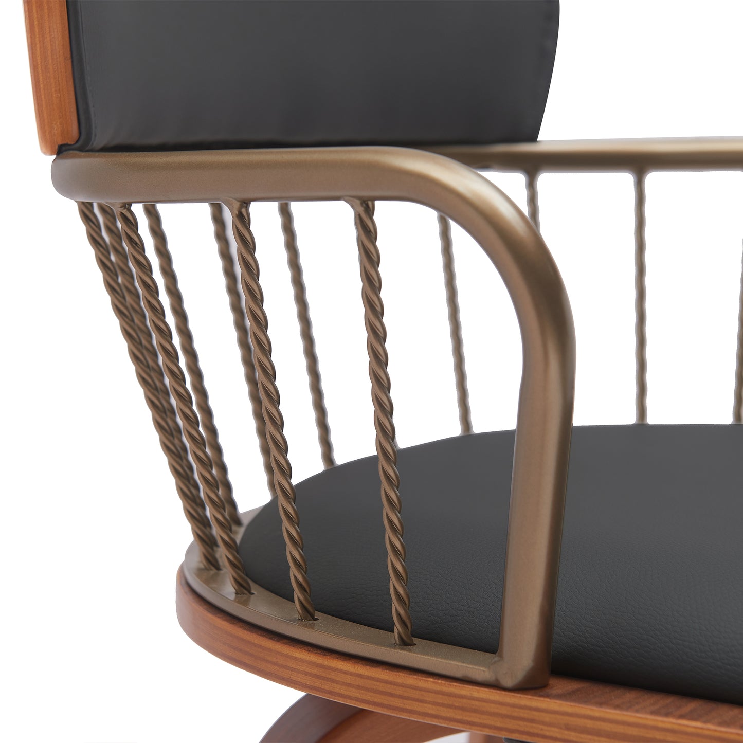 Willow 30" Swivel Wood Bar Stool with Faux Leather and Metal