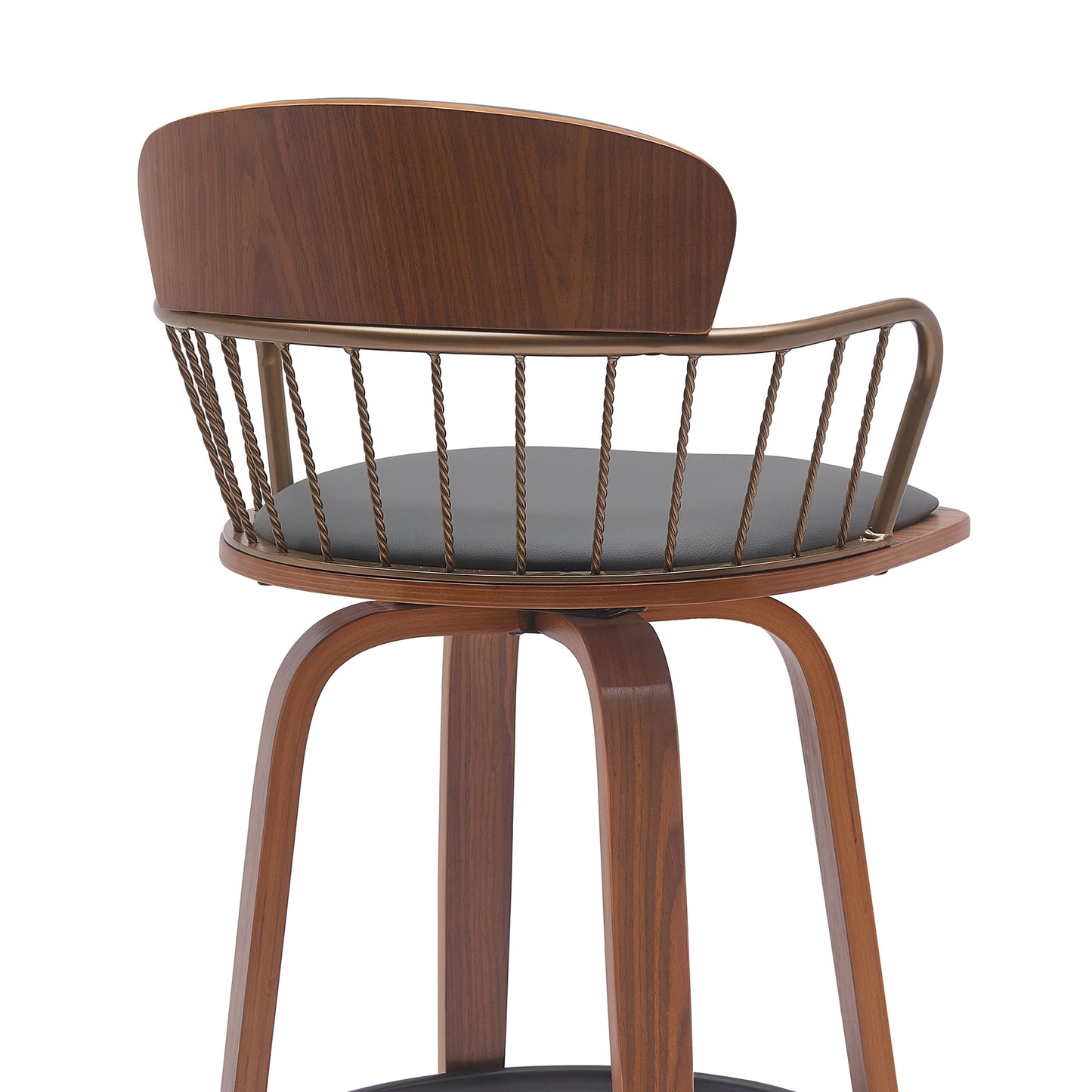 Willow 30" Swivel Wood Bar Stool with Faux Leather and Metal