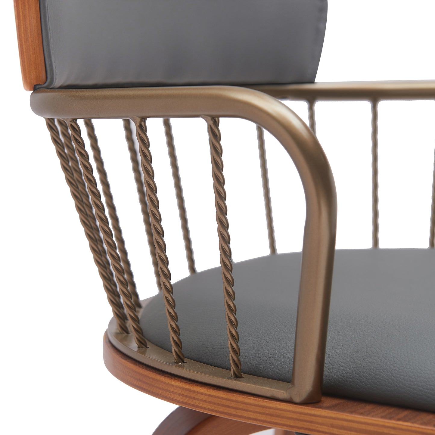 Willow 30" Swivel Wood Bar Stool with Faux Leather and Metal