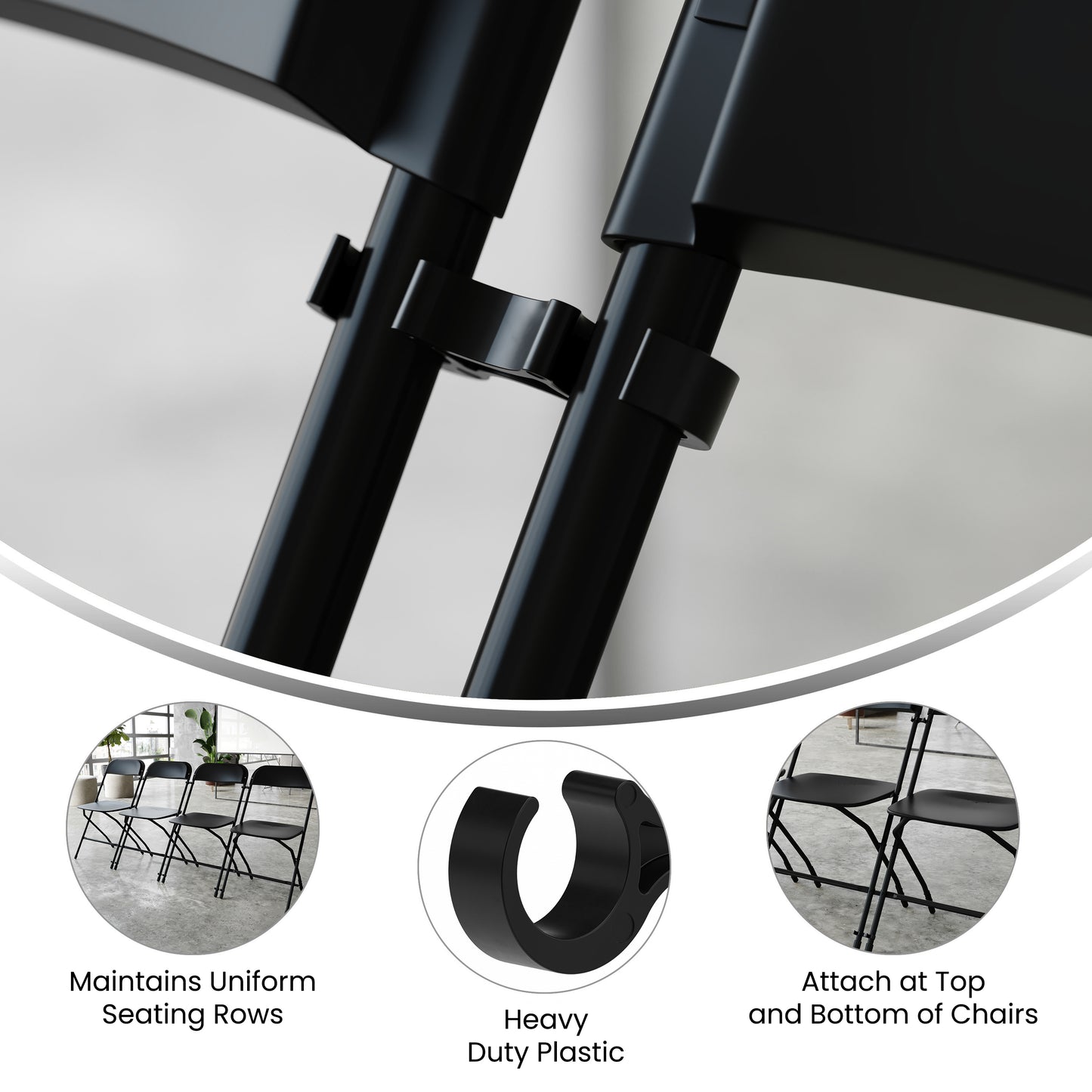 Lowe Black Wide Plastic Ganging Clips - Set of 2 Black