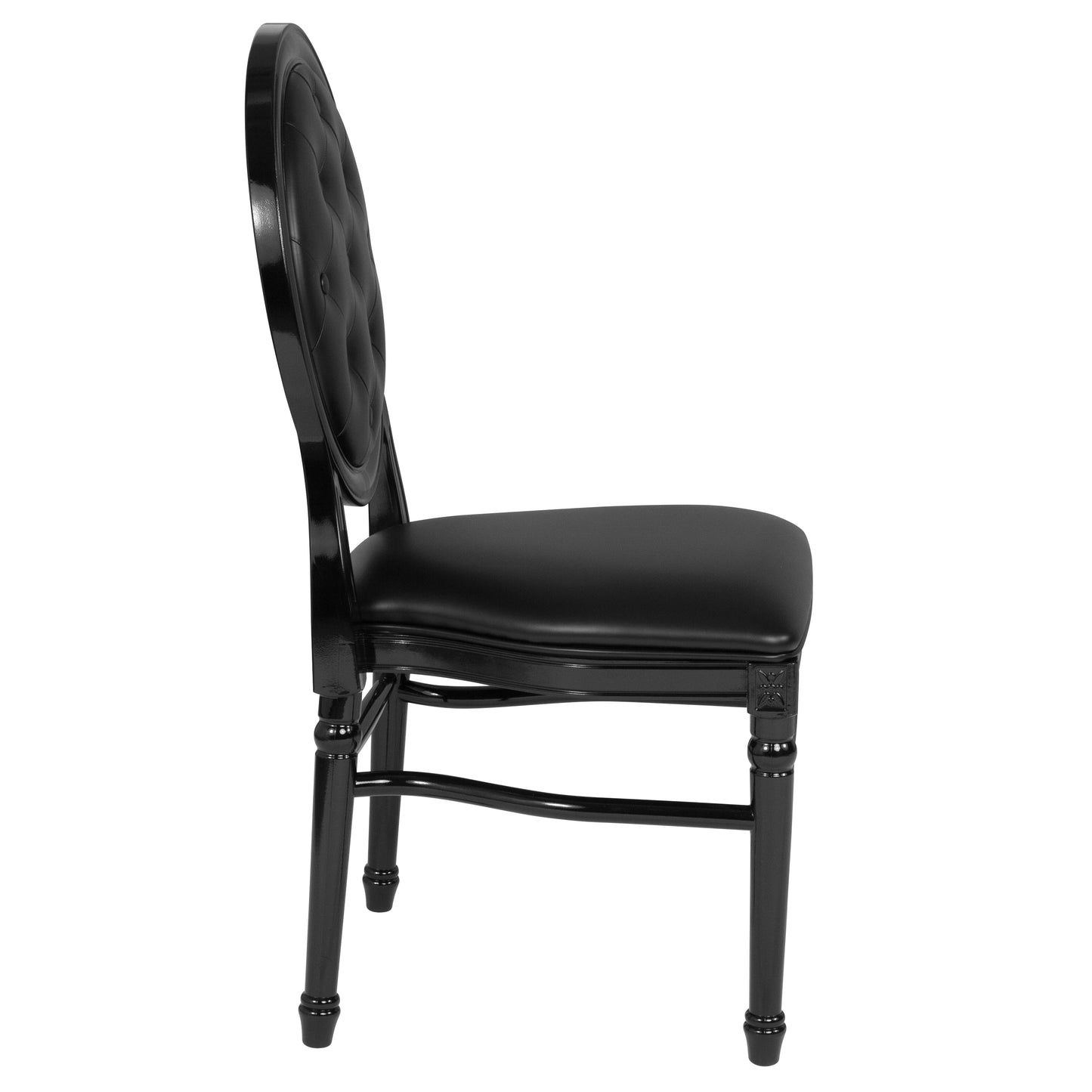 HERCULES Series 900 lb. Capacity King Louis Chair with Tufted Back, Black Vinyl Seat and Black Frame Black Vinyl/Black Frame