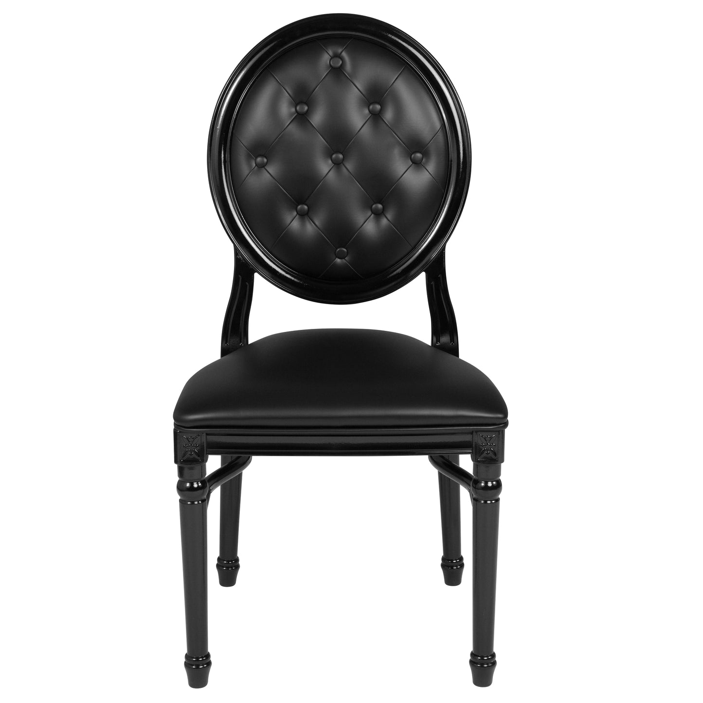 HERCULES Series 900 lb. Capacity King Louis Chair with Tufted Back, Black Vinyl Seat and Black Frame Black Vinyl/Black Frame