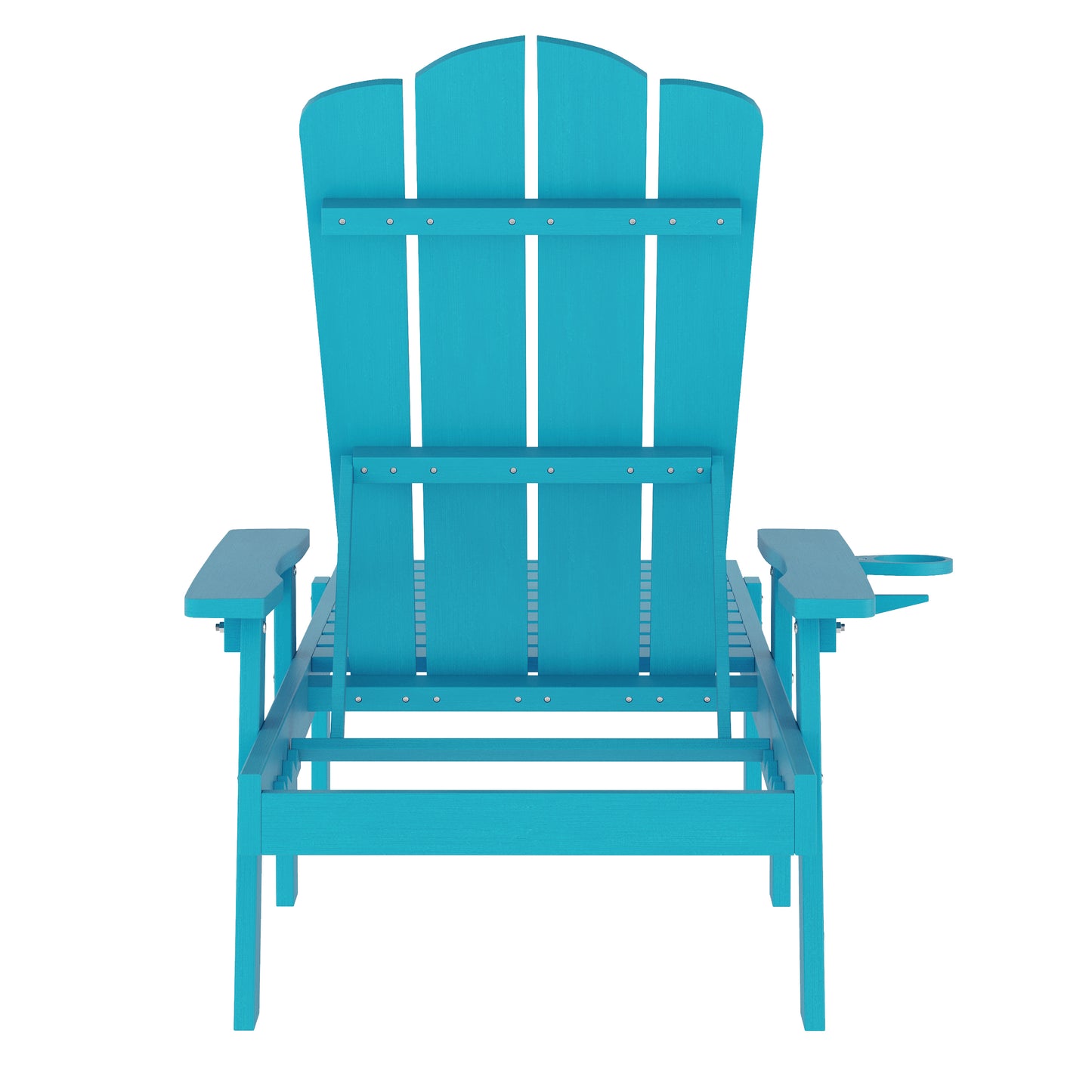 Sonora Commercial Grade Adjustable Adirondack Lounger with Cup Holder, All-Weather Indoor/Outdoor Recycled HDPE Lounge Chair in Blue Blue