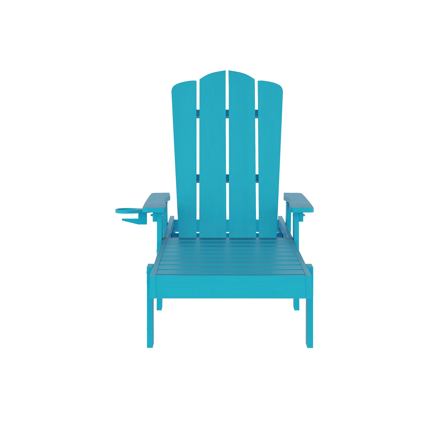 Sonora Commercial Grade Adjustable Adirondack Lounger with Cup Holder, All-Weather Indoor/Outdoor Recycled HDPE Lounge Chair in Blue Blue