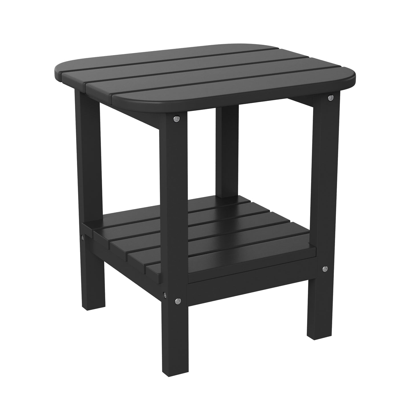 Newport HDPE 2-Tier Adirondack Side Table - All-Weather - Indoor/Outdoor Black Black