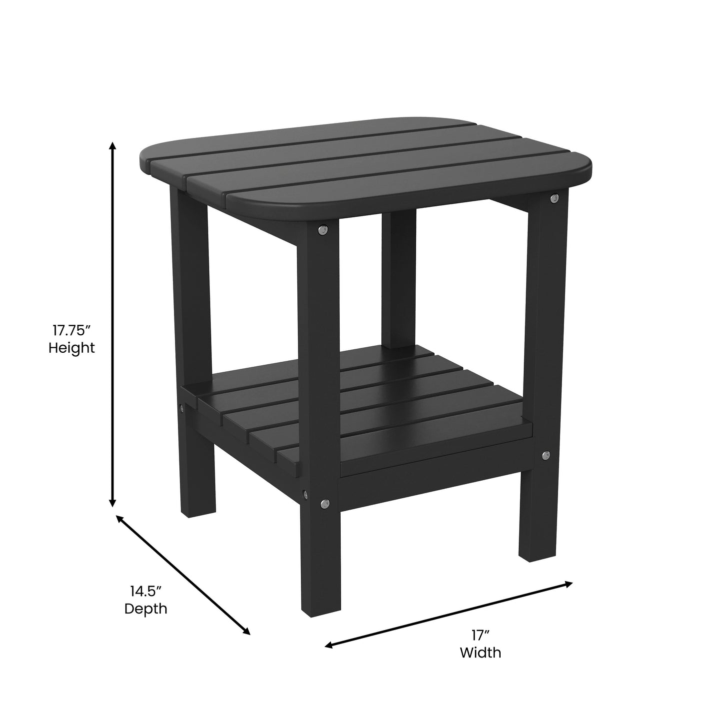 Newport HDPE 2-Tier Adirondack Side Table - All-Weather - Indoor/Outdoor Black Black