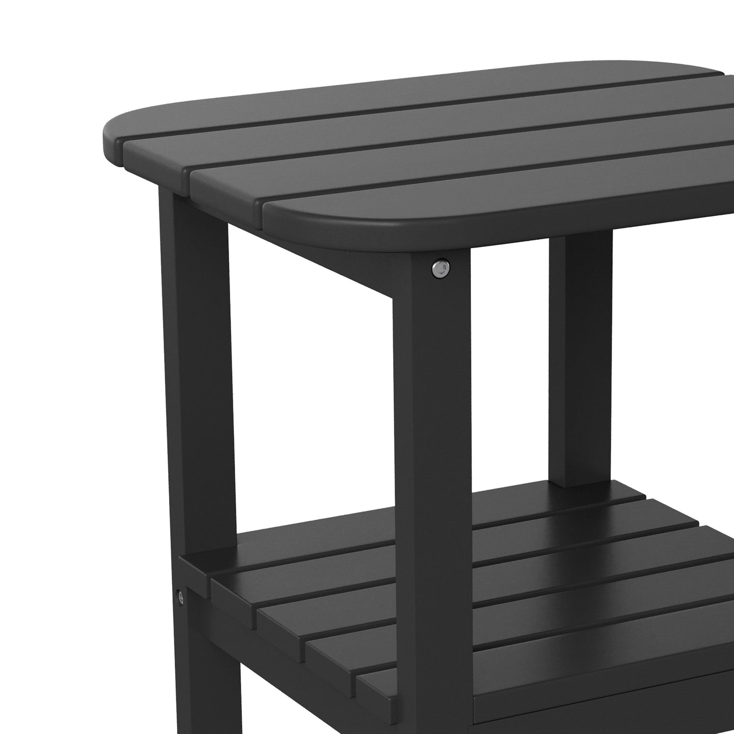Newport HDPE 2-Tier Adirondack Side Table - All-Weather - Indoor/Outdoor Black Black