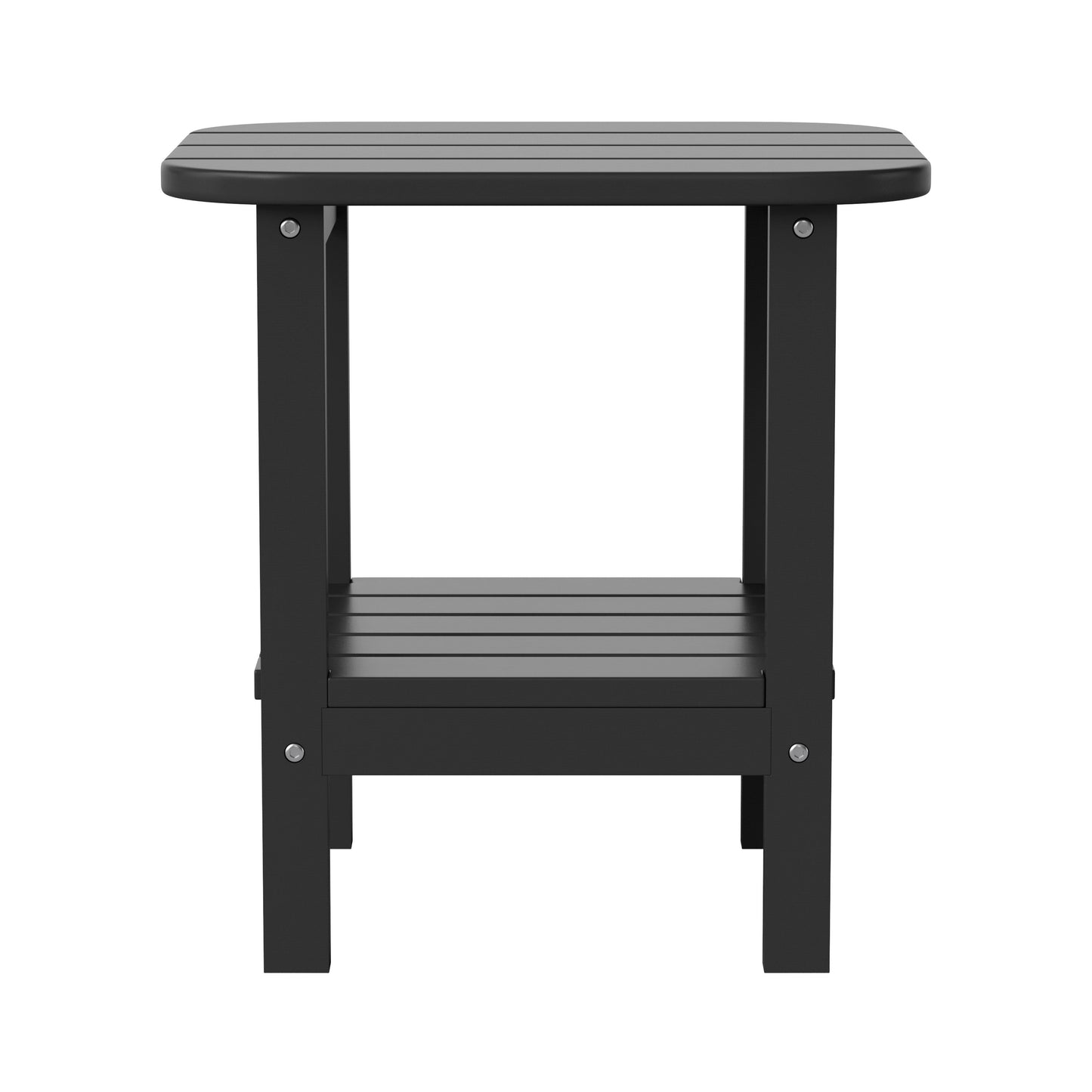 Newport HDPE 2-Tier Adirondack Side Table - All-Weather - Indoor/Outdoor Black Black