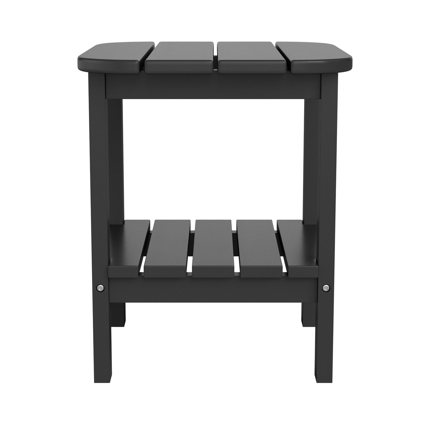 Newport HDPE 2-Tier Adirondack Side Table - All-Weather - Indoor/Outdoor Black Black