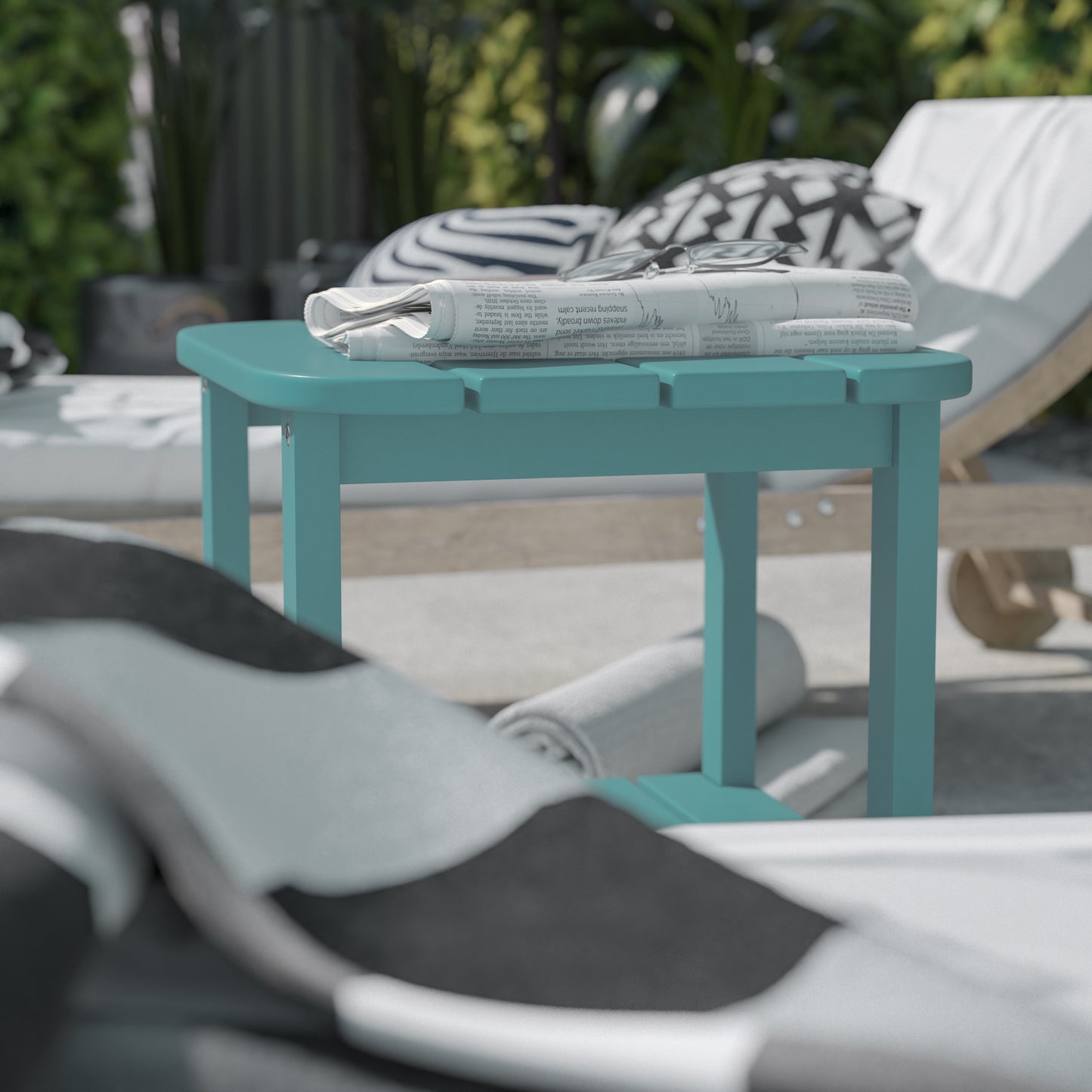 Newport HDPE 2-Tier Adirondack Side Table - All-Weather - Indoor/Outdoor Blue Blue