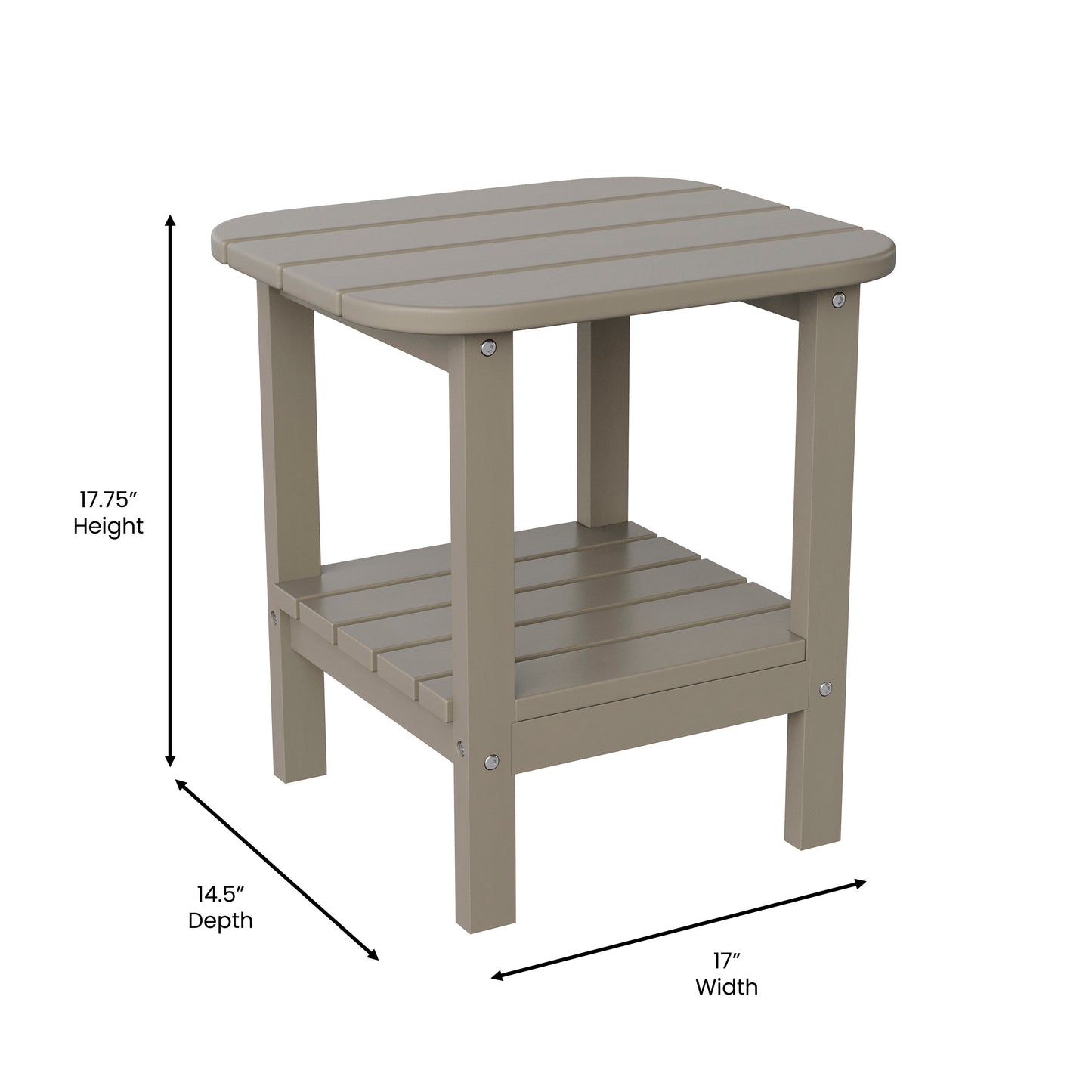 Newport HDPE 2-Tier Adirondack Side Table - All-Weather - Indoor/Outdoor Brown Brown