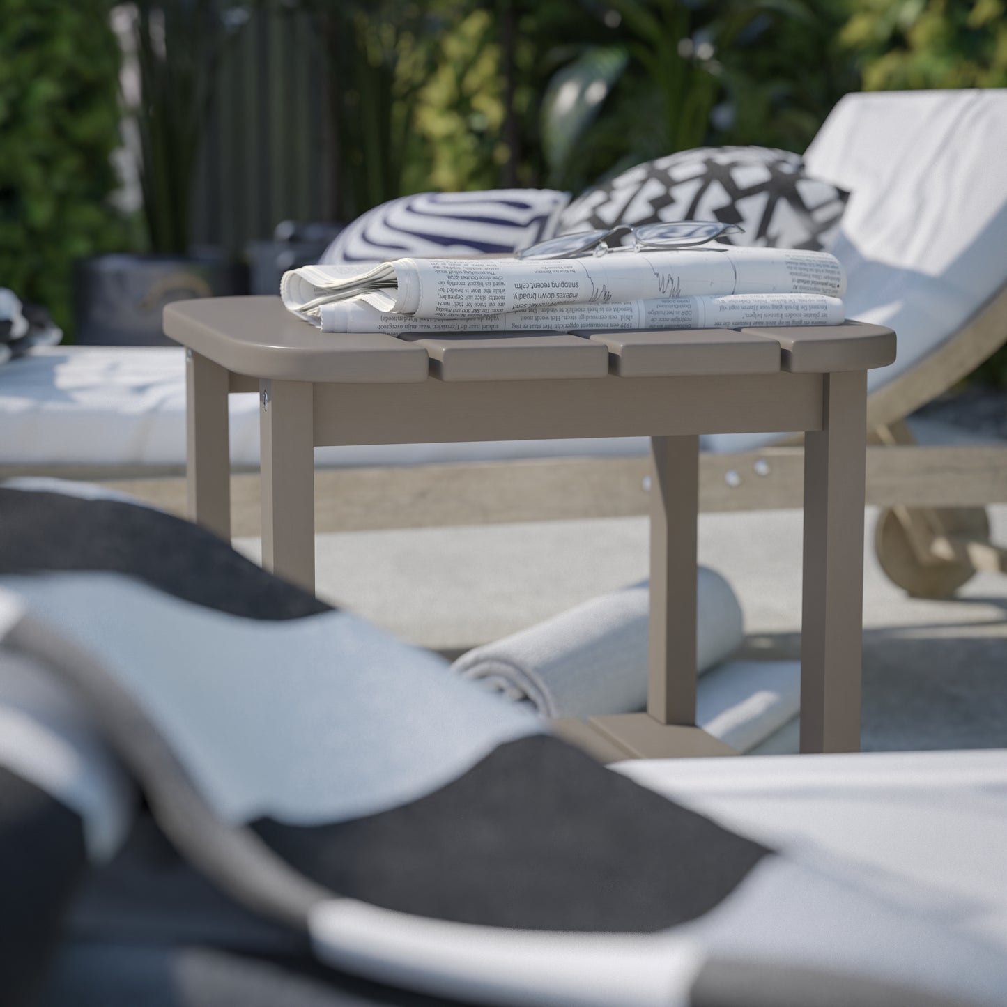 Newport HDPE 2-Tier Adirondack Side Table - All-Weather - Indoor/Outdoor Brown Brown
