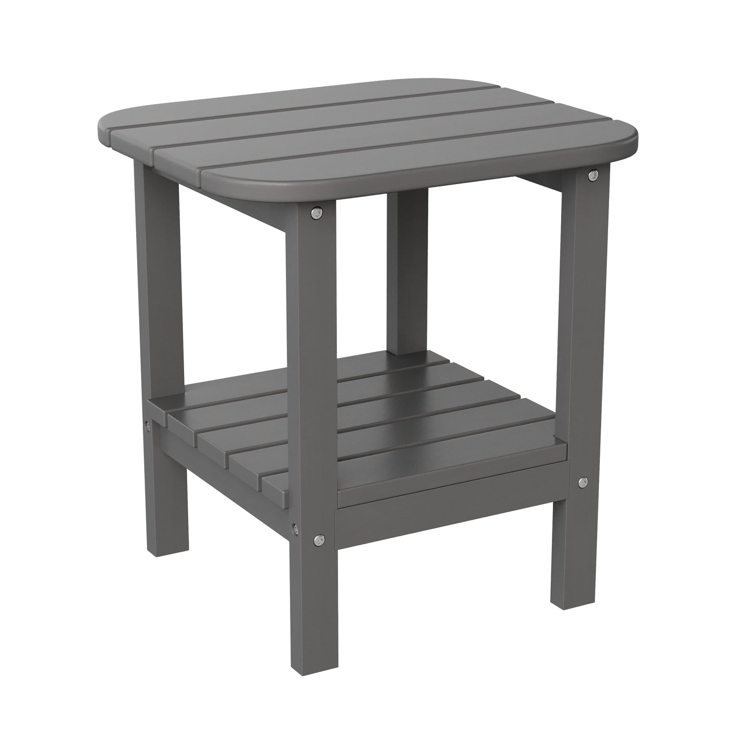 Newport HDPE 2-Tier Adirondack Side Table - All-Weather - Indoor/Outdoor Gray Gray